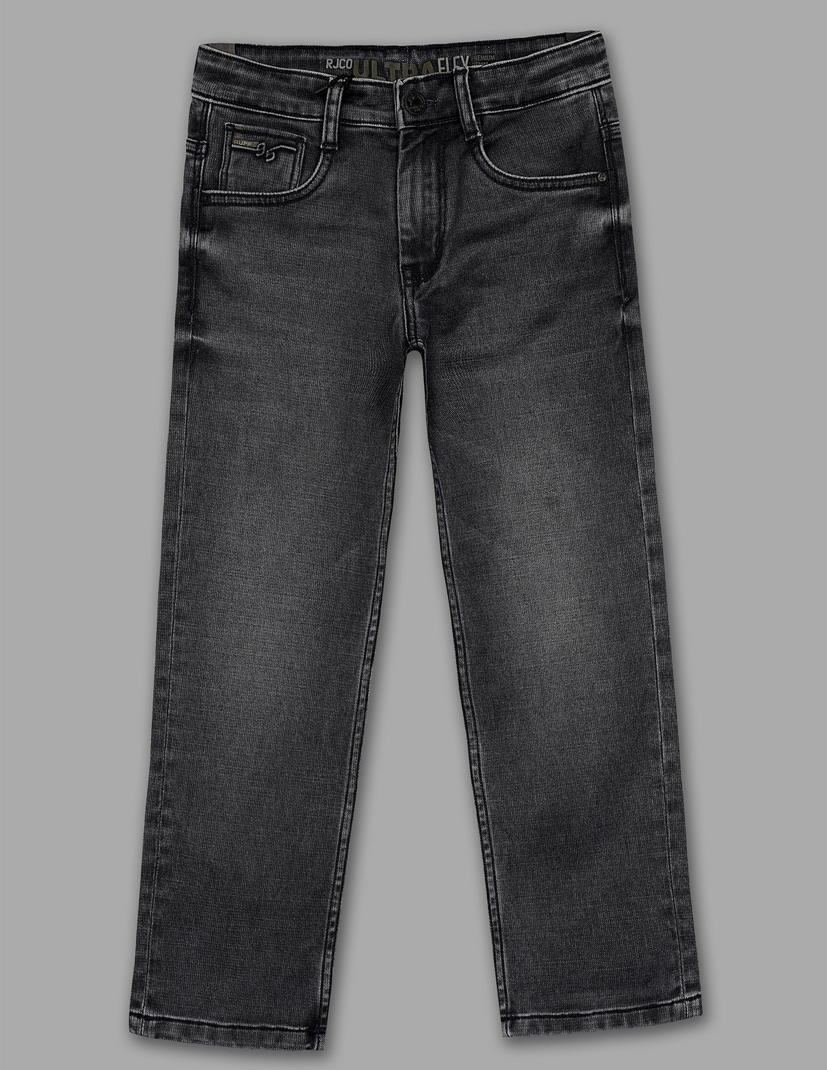 Boys Grey Cotton Blend Straight Fit Jeans
