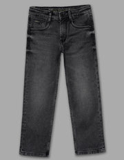 Boys Grey Cotton Blend Straight Fit Jeans