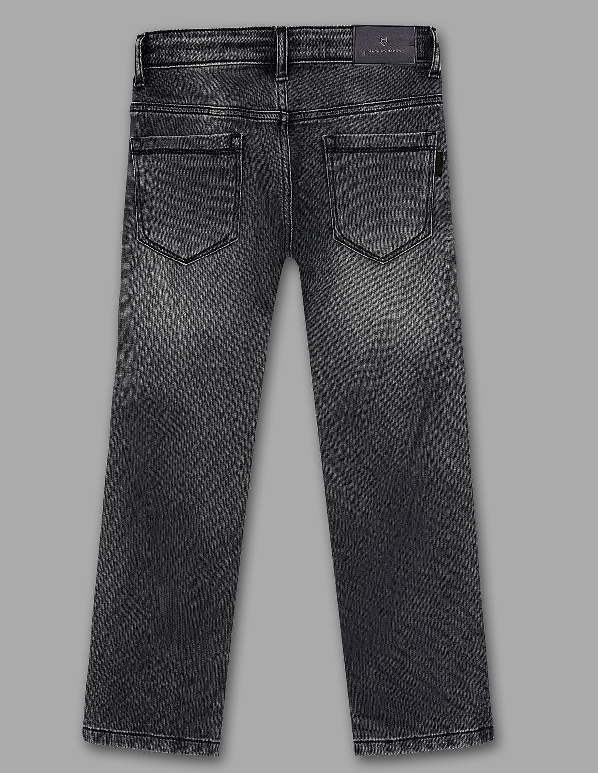 Boys Grey Cotton Blend Straight Fit Jeans