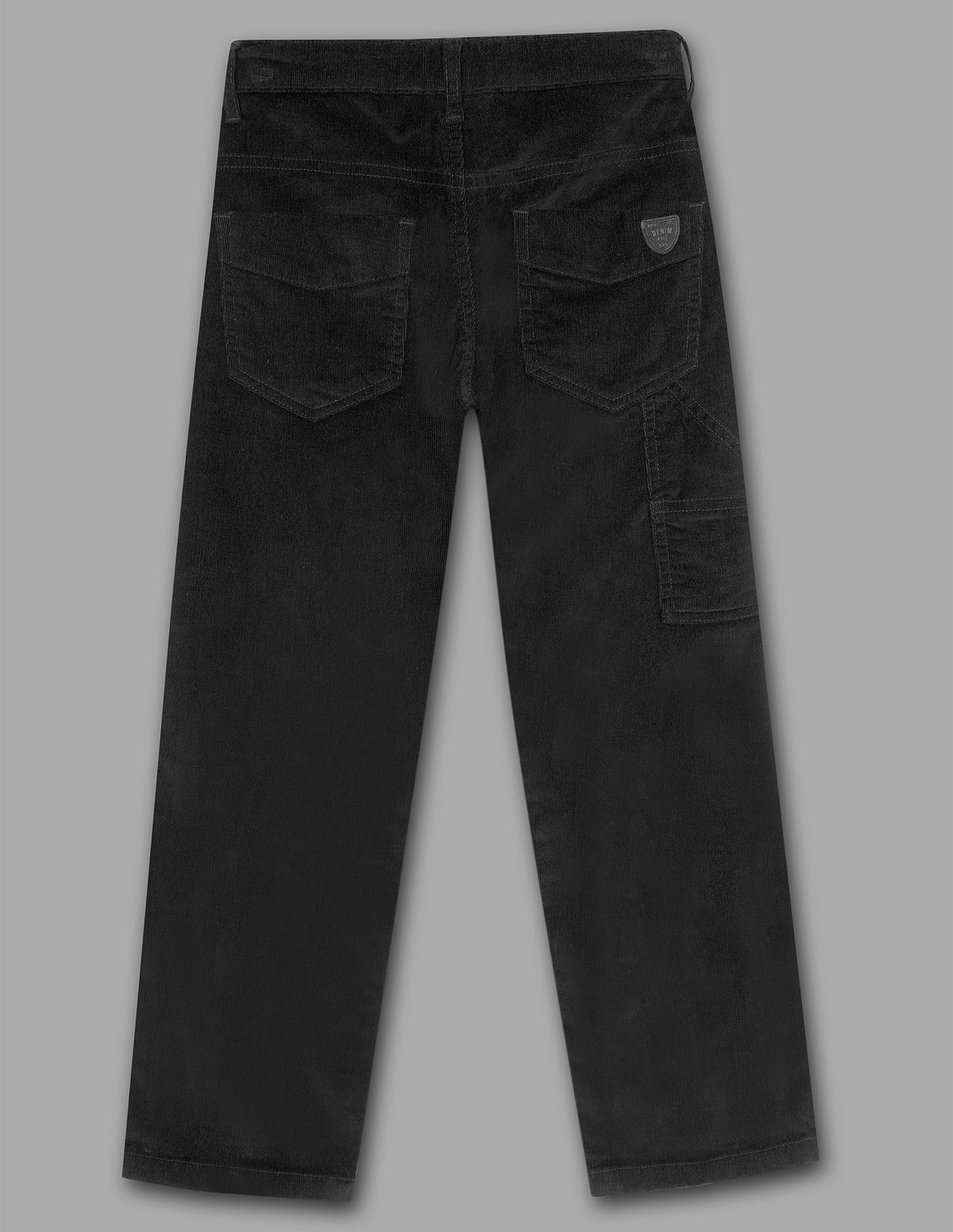 Boys Black Cotton Corduroy Straight Fit Trousers