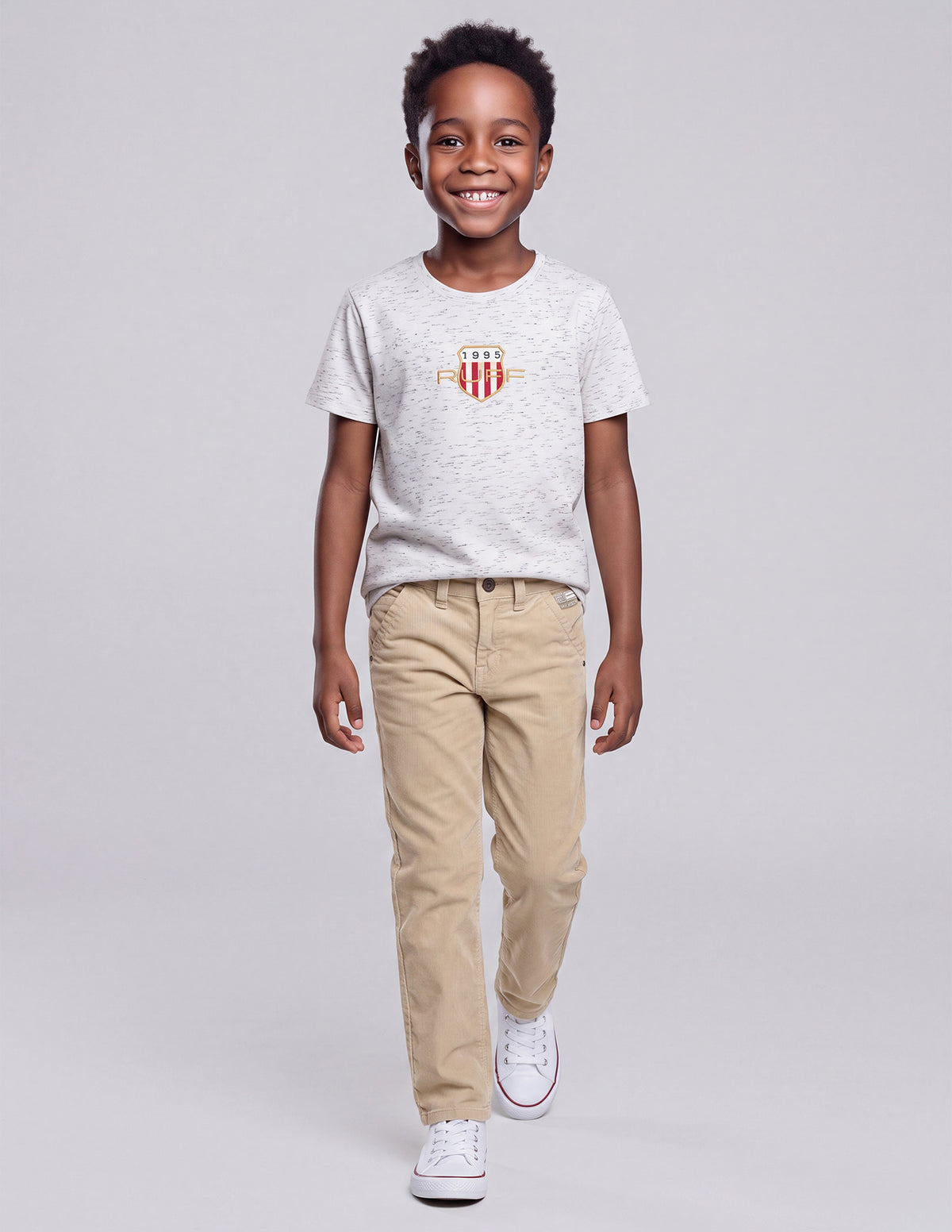 Boys Fawn Cotton Corduroy Straight Fit Trousers