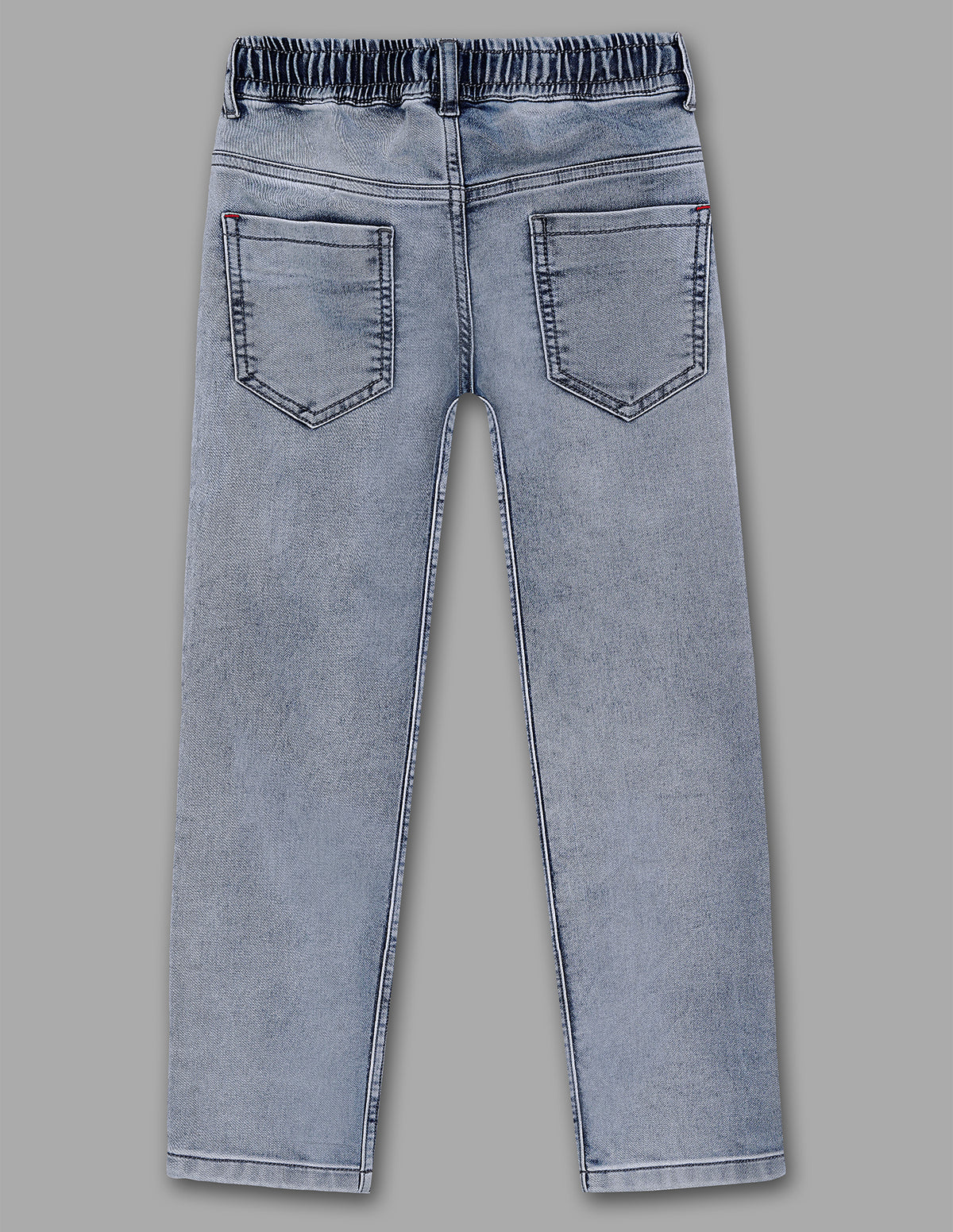 Boys Ice Blue Cotton Blend Jog Straight Fit Jeans