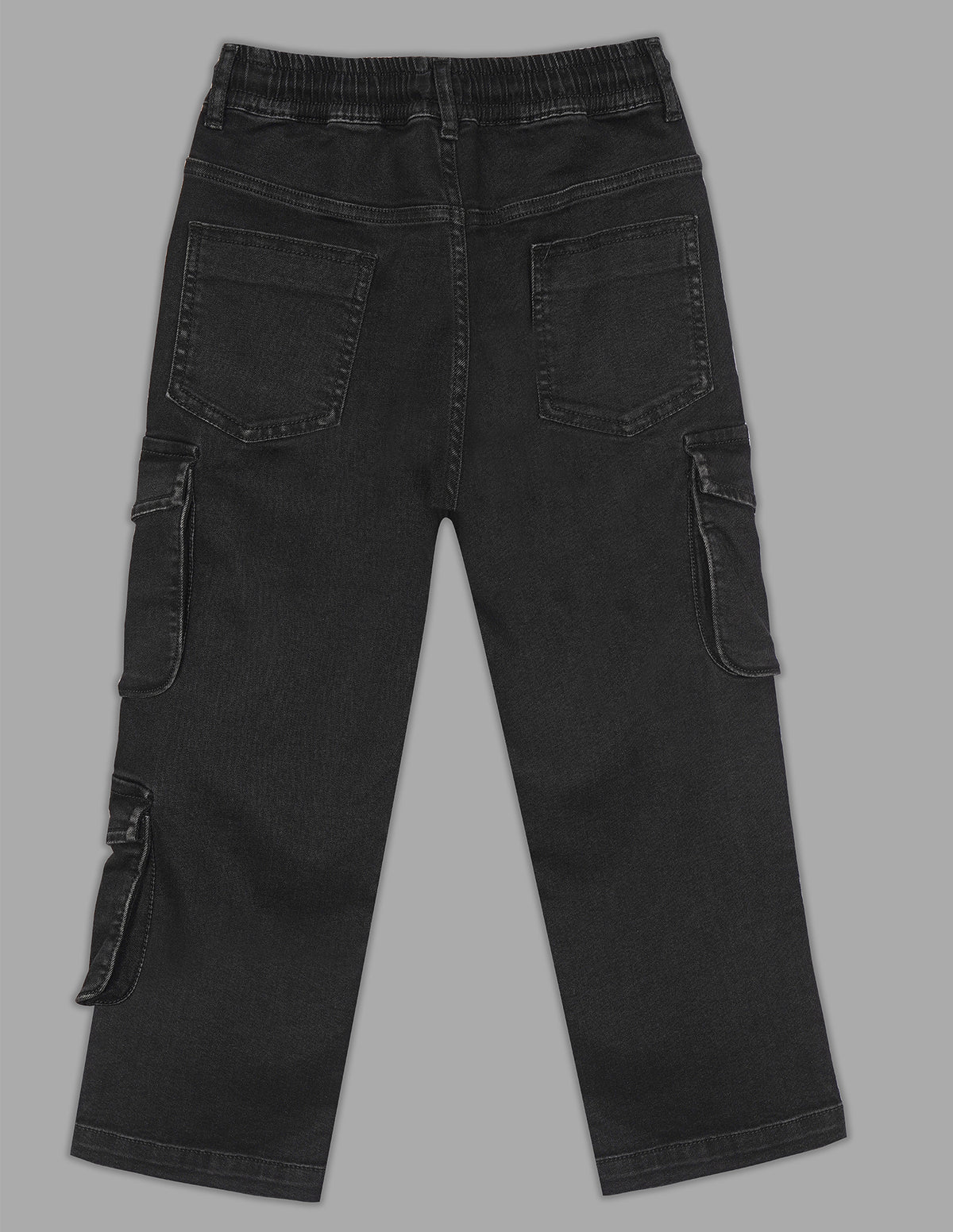 Boys Black Cotton Stretch Baggy Fit Jeans