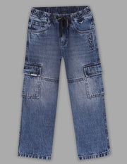 Boys Stone 100% Cotton Baggy Fit Jeans