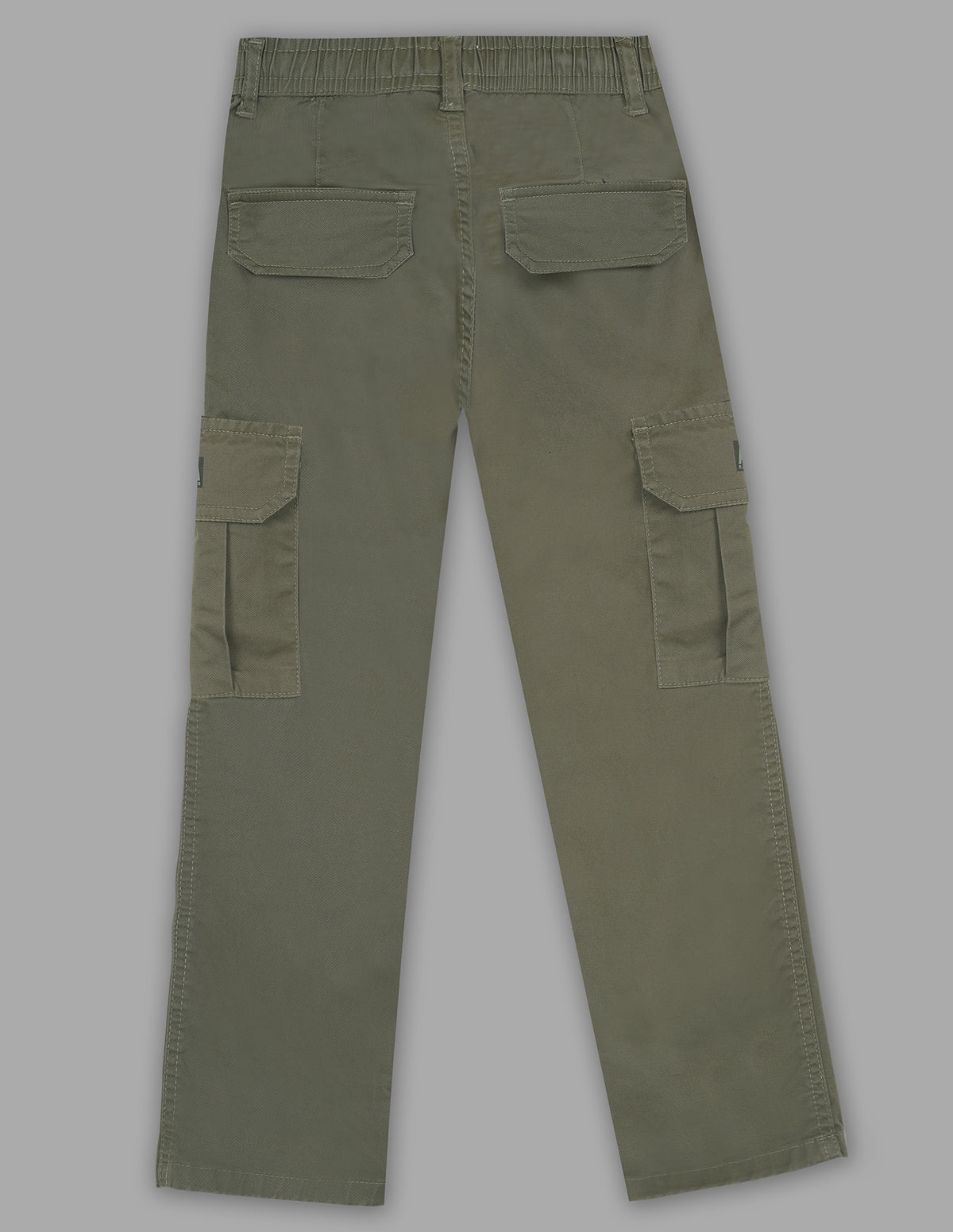 Boys Olive Cotton Stretch Cargo Straight Fit Trousers
