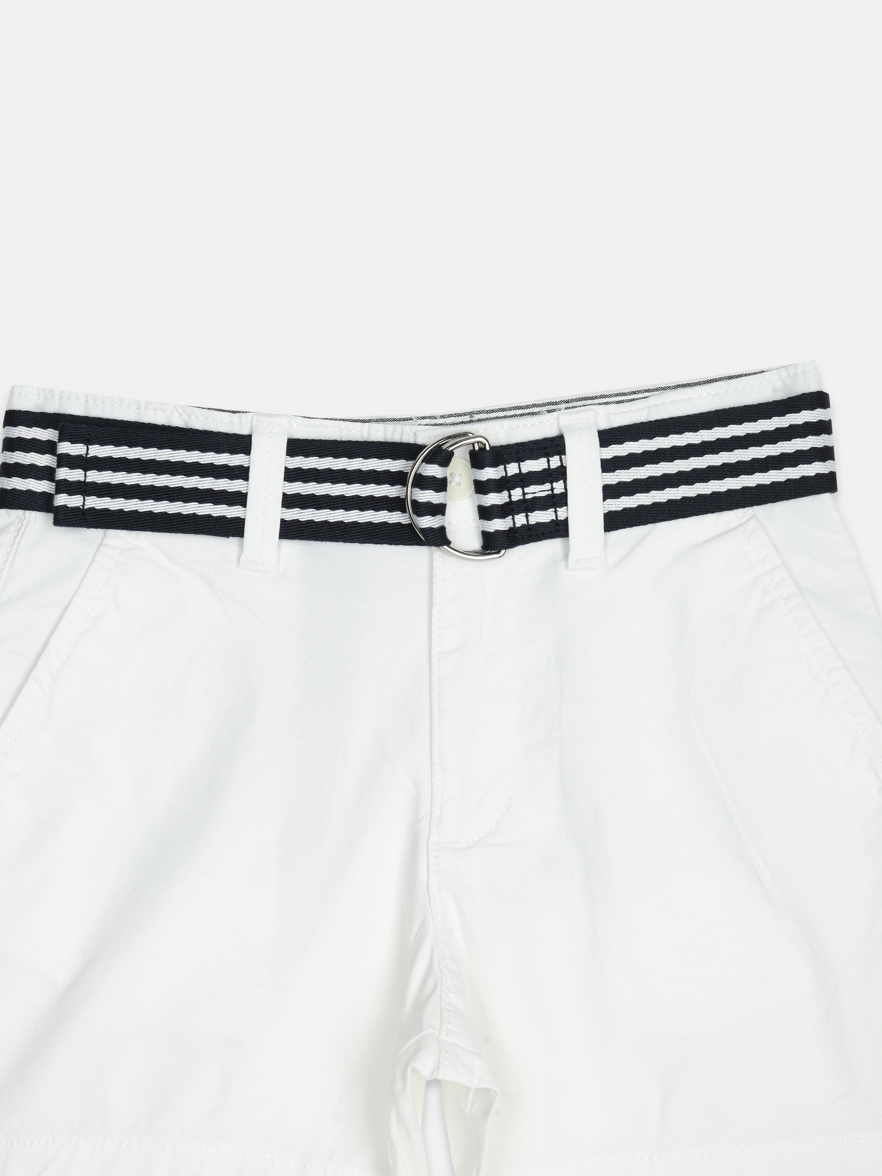 Boys White Baggy Fit Mid Rise Shorts