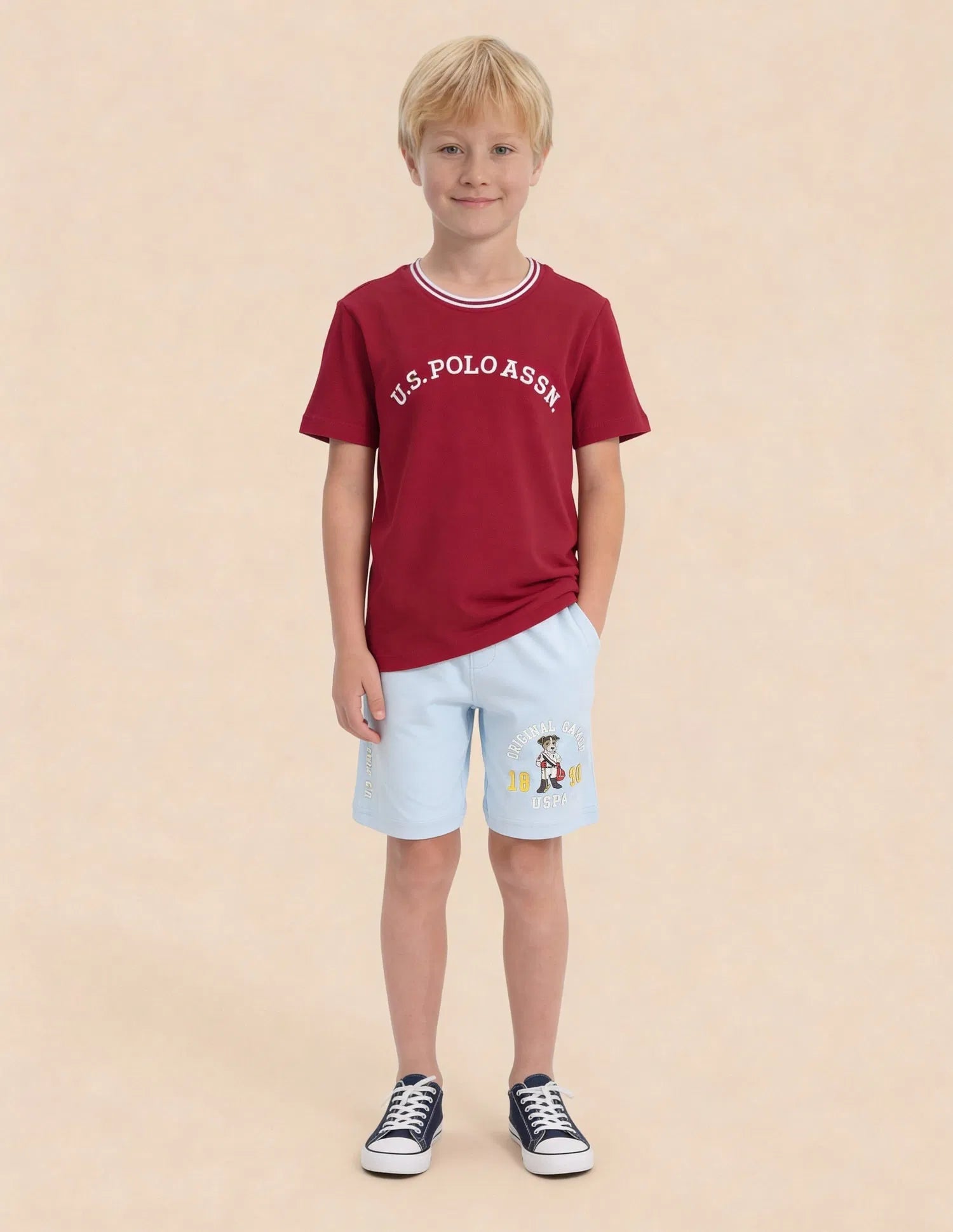Boys Red Cotton Printed Logo Everyday T-Shirt