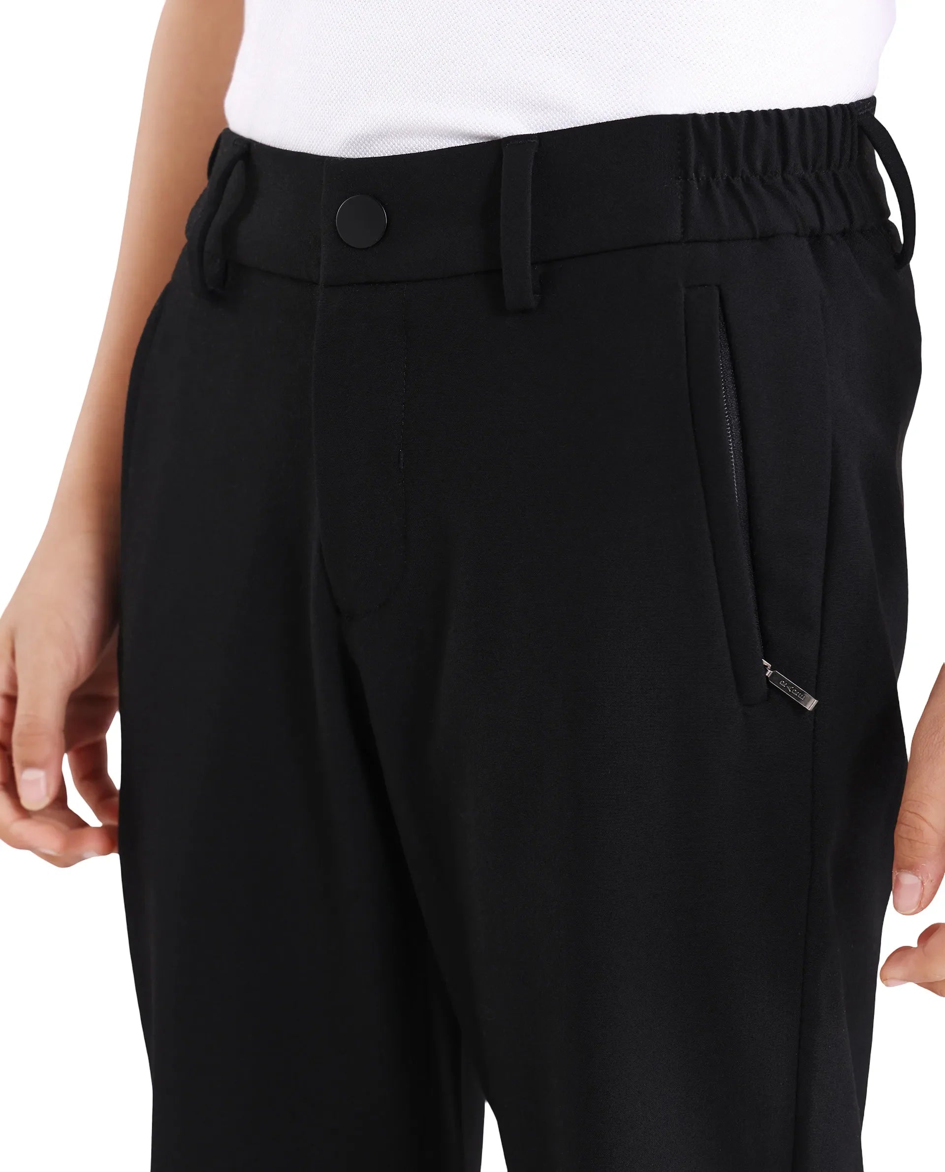 Rare Ones Boys Black Slim Fit Polyester Blend Trouser