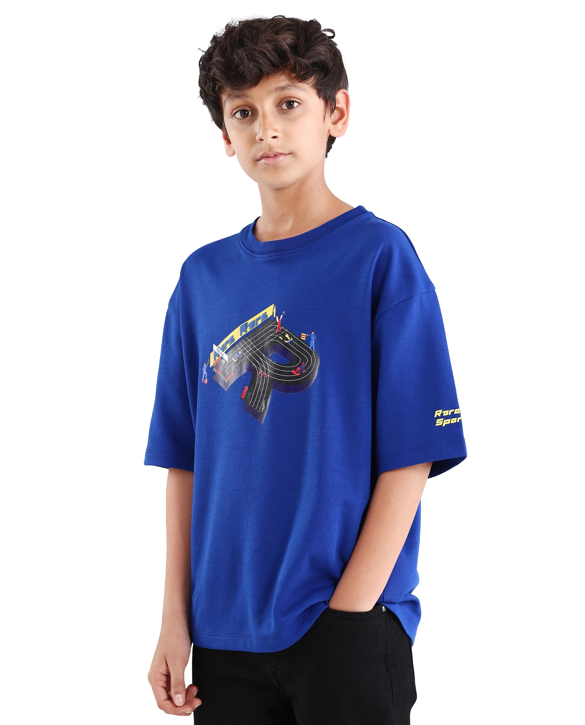Rare Ones Boys Blue Boxy Fit HD Print Cotton Blend T-Shirt