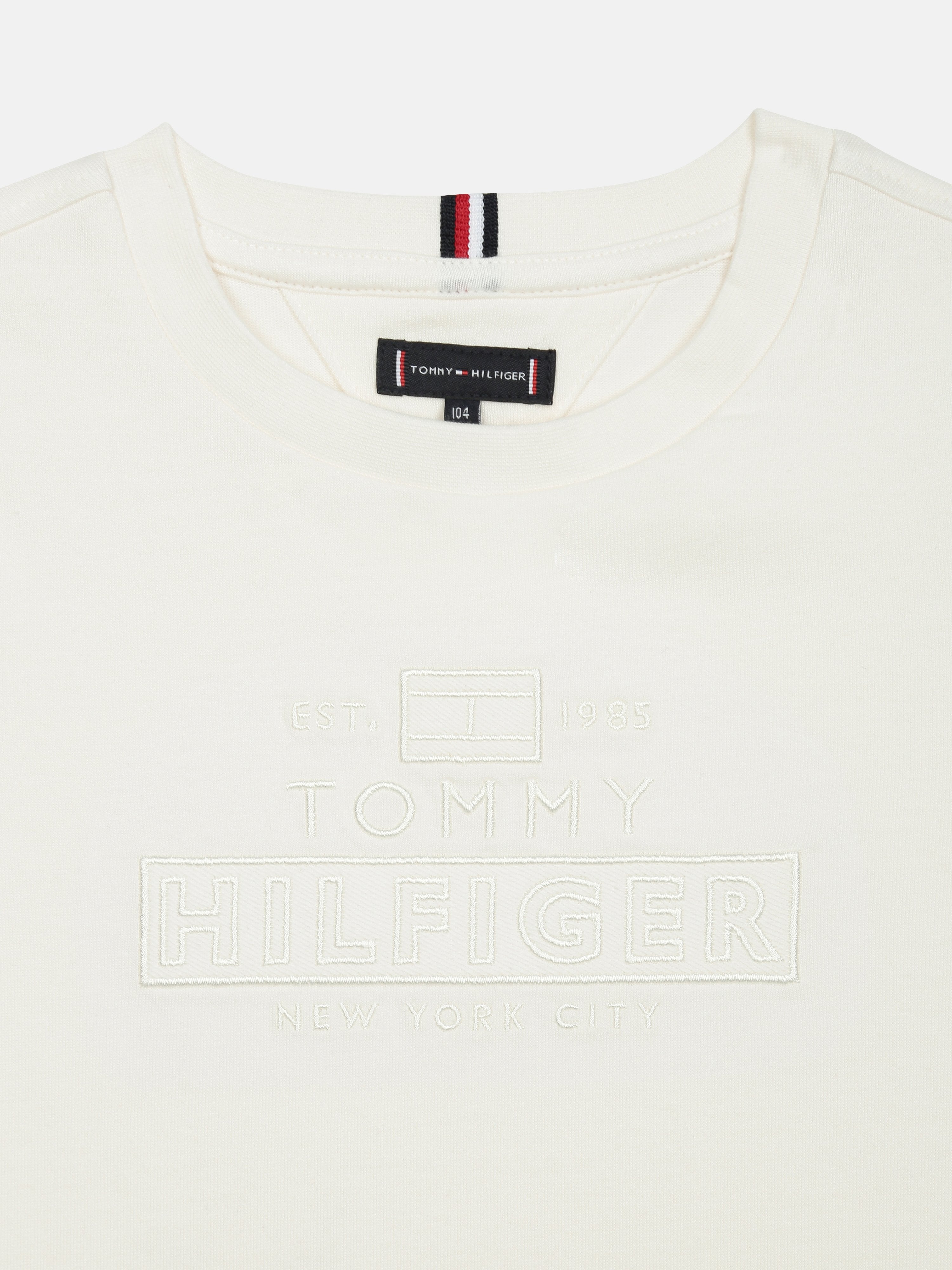 Boys White Embroidered Logo Cotton T-Shirt