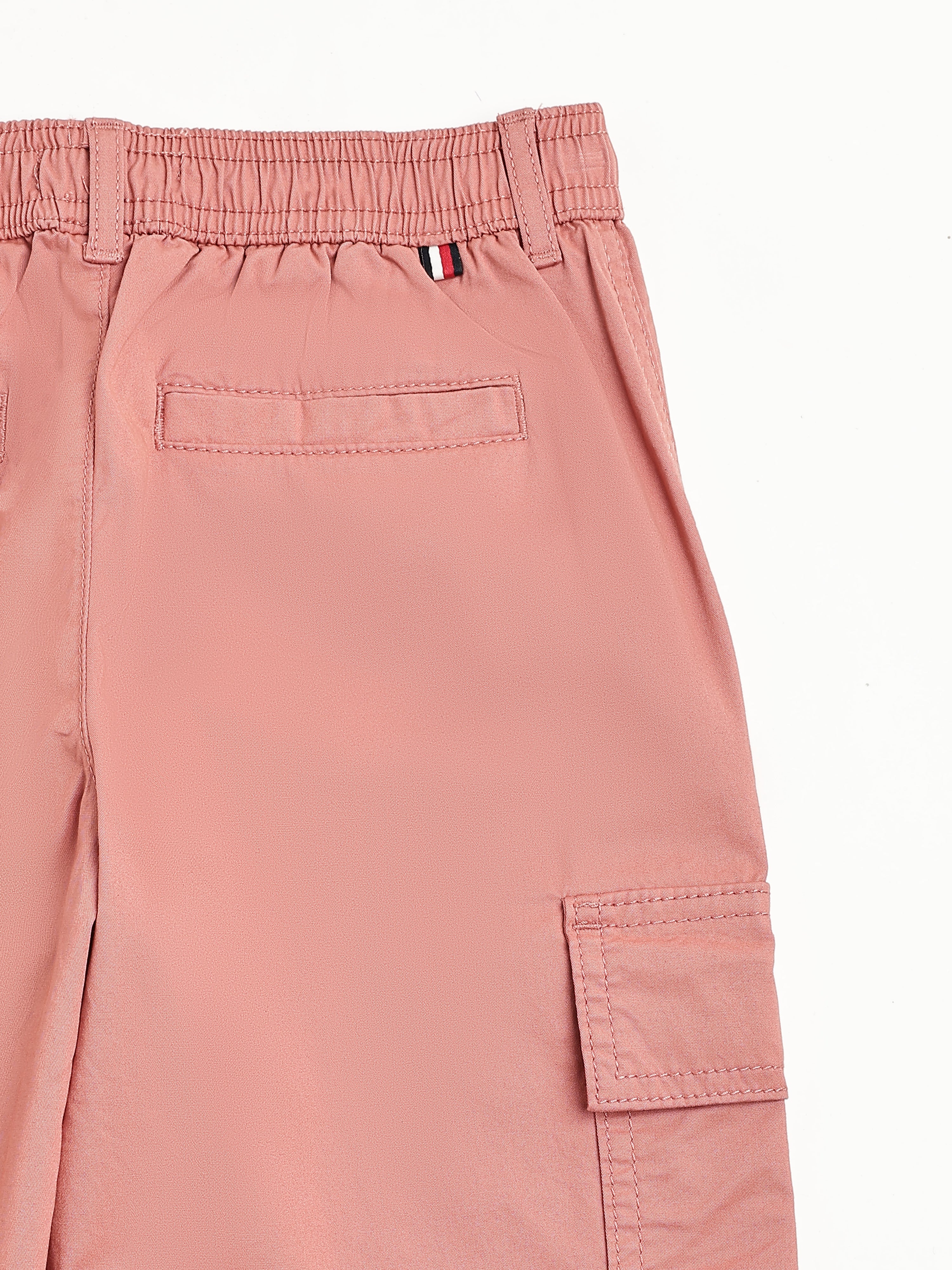 Girls Orange Cotton Casual Elasticated Bottoms