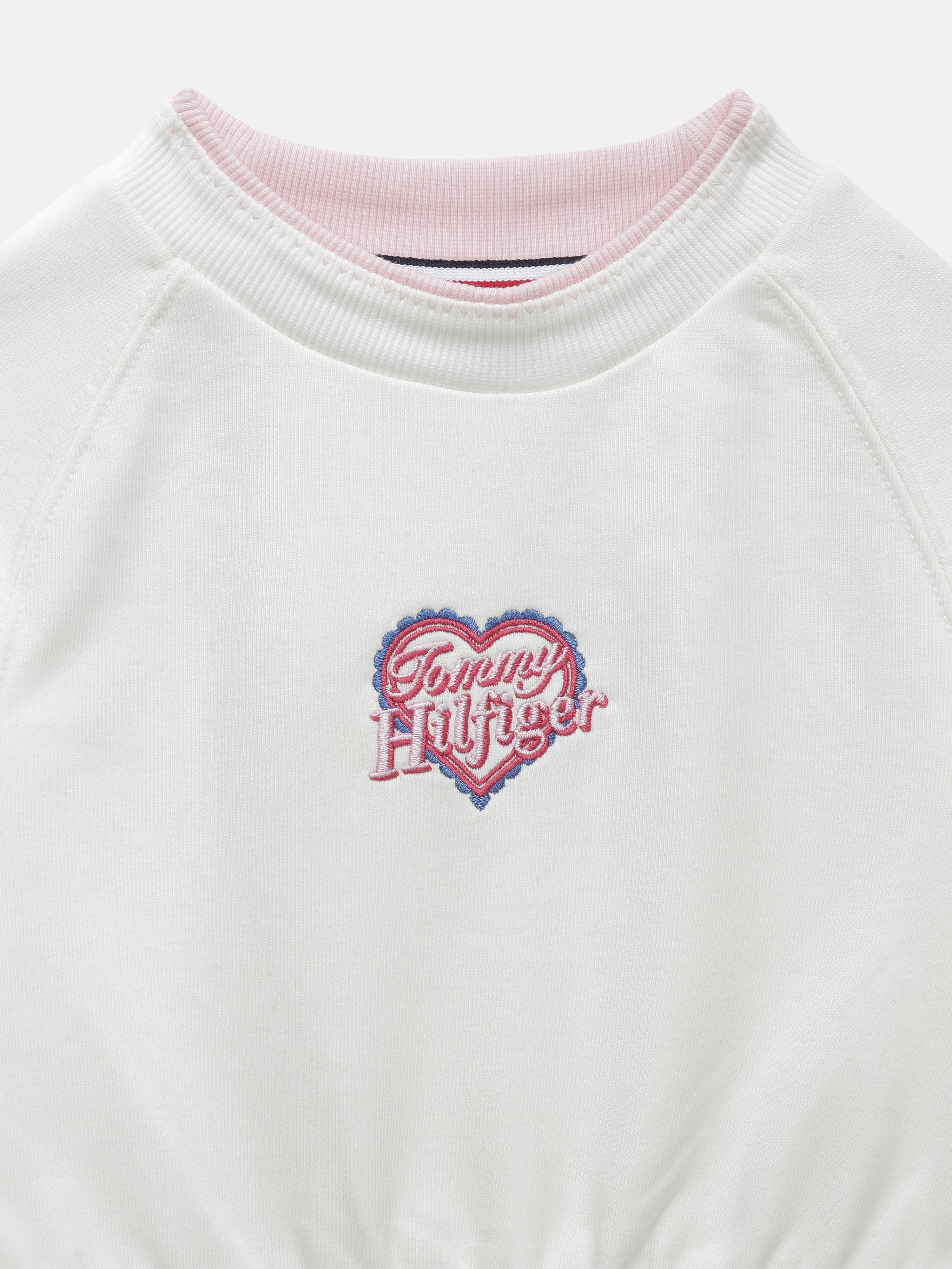 Girls White Logo Cotton Blend Knit Dress Regular Fit
