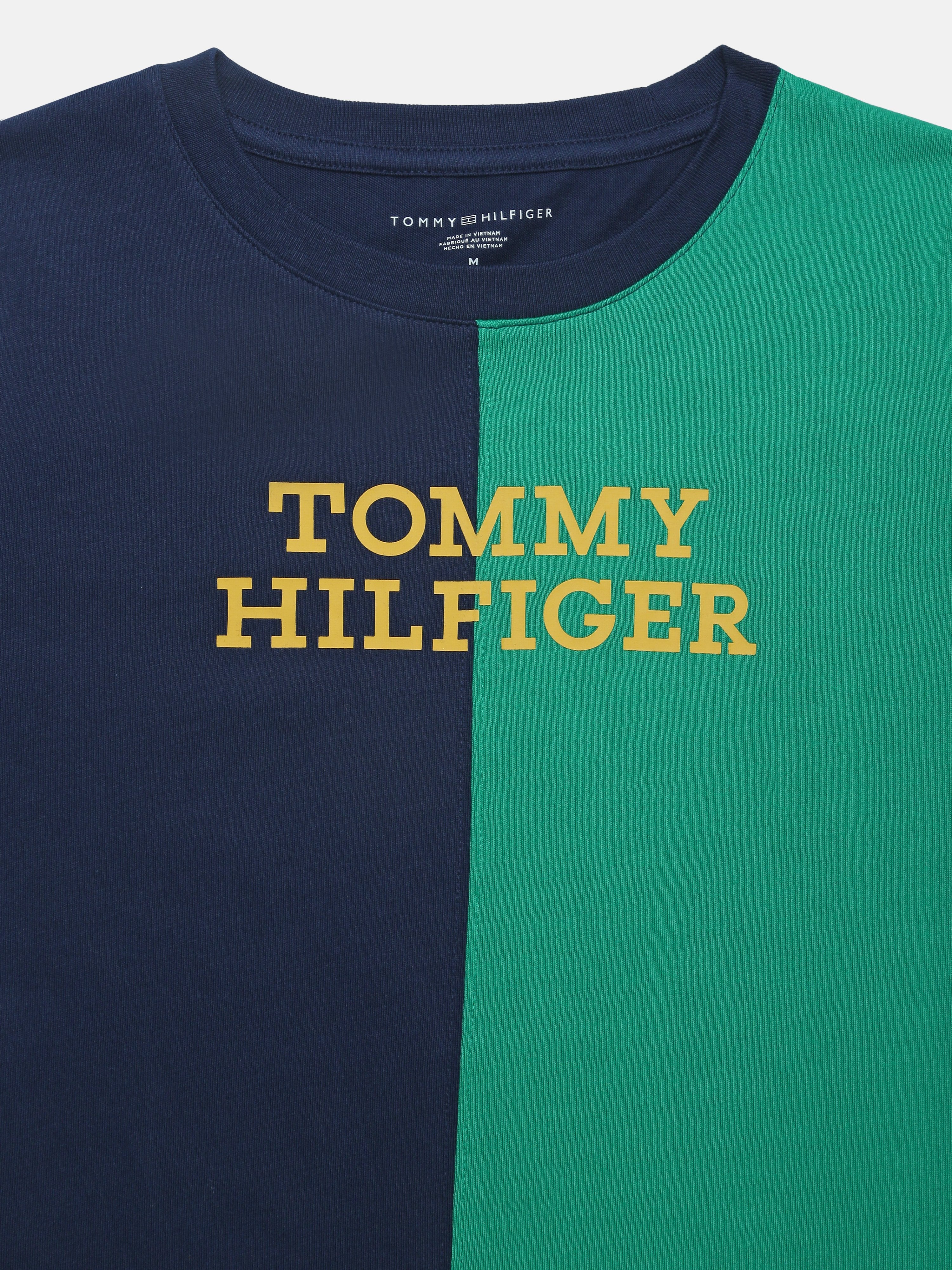 Boys Navy Colorblock Cotton T-Shirt