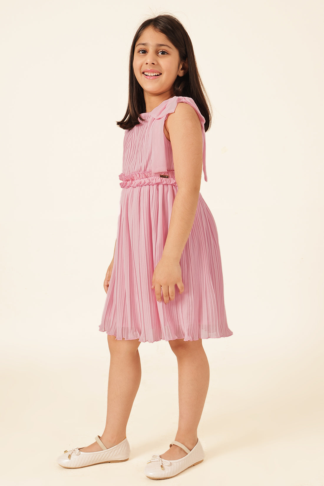 Girls Pink Poly Georgette Formal Dress