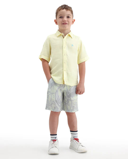 Rare Ones Boys Fluorescent Green Viscose Blend Shorts