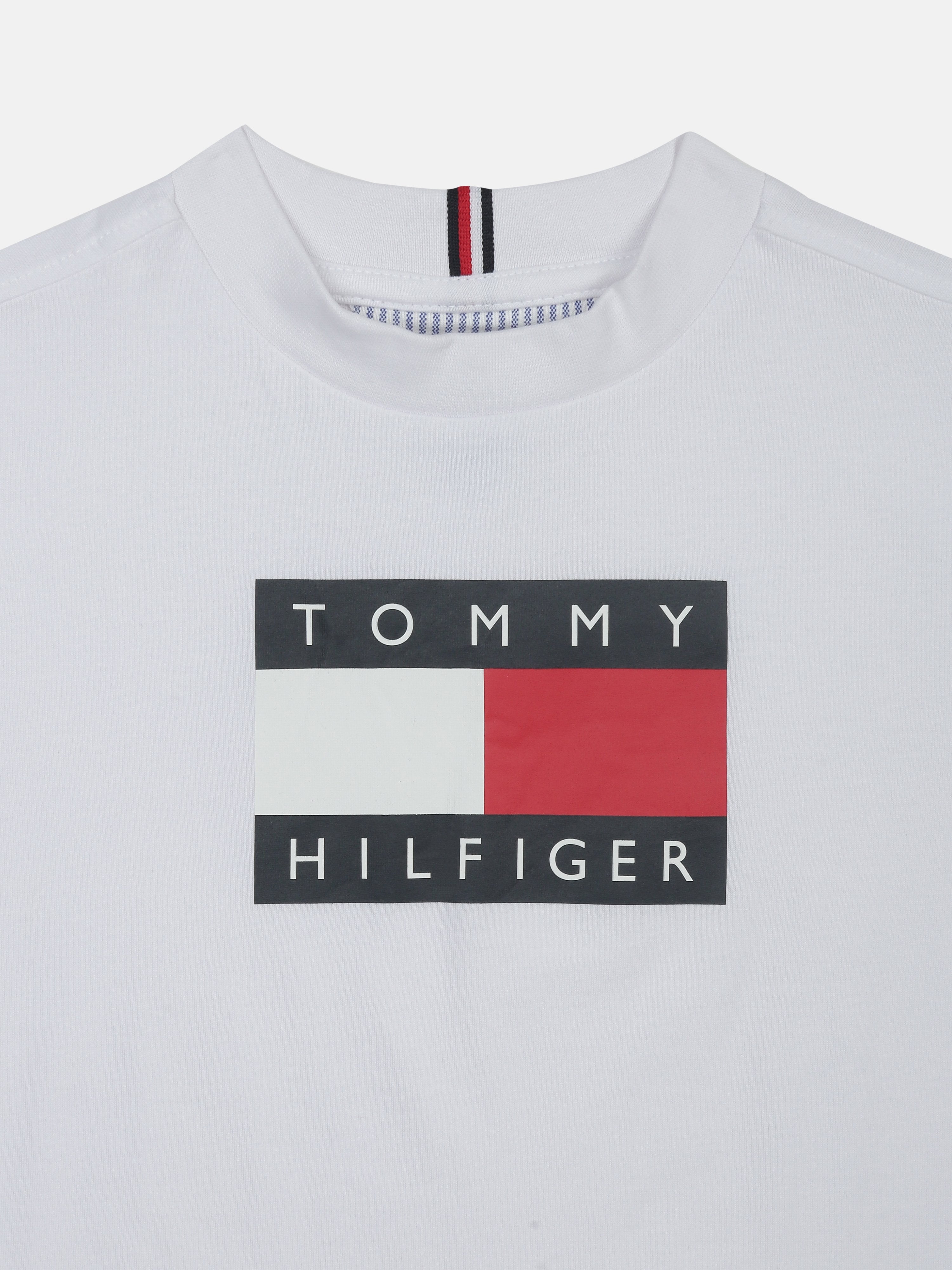 Boys White Logo Cotton Regular Fit T-Shirt