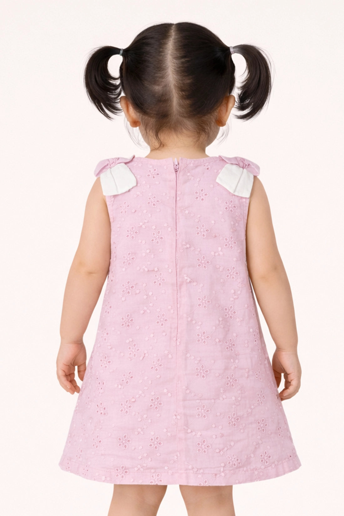 Baby Girls Pink Schiffli Cotton Party Dress