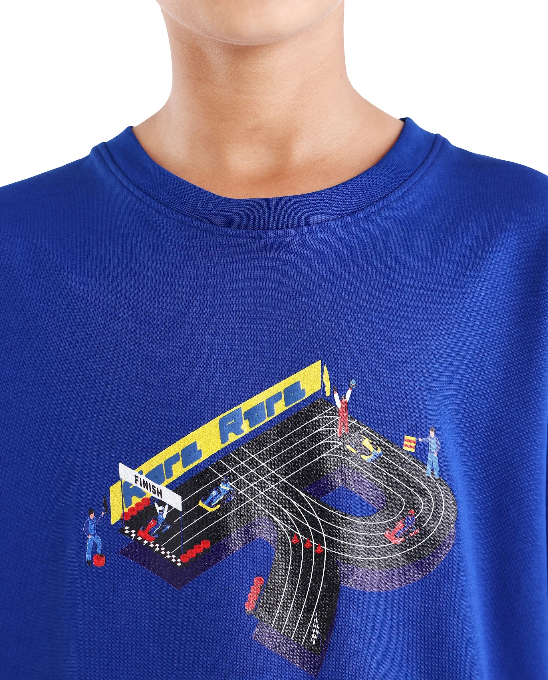 Rare Ones Boys Blue Boxy Fit HD Print Cotton Blend T-Shirt