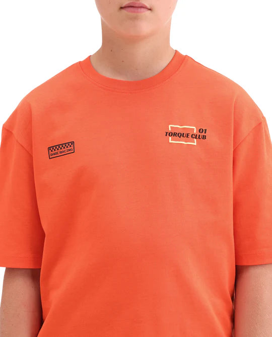 Rare Ones Boys Orange Puff Print Oversized Cotton T-Shirt