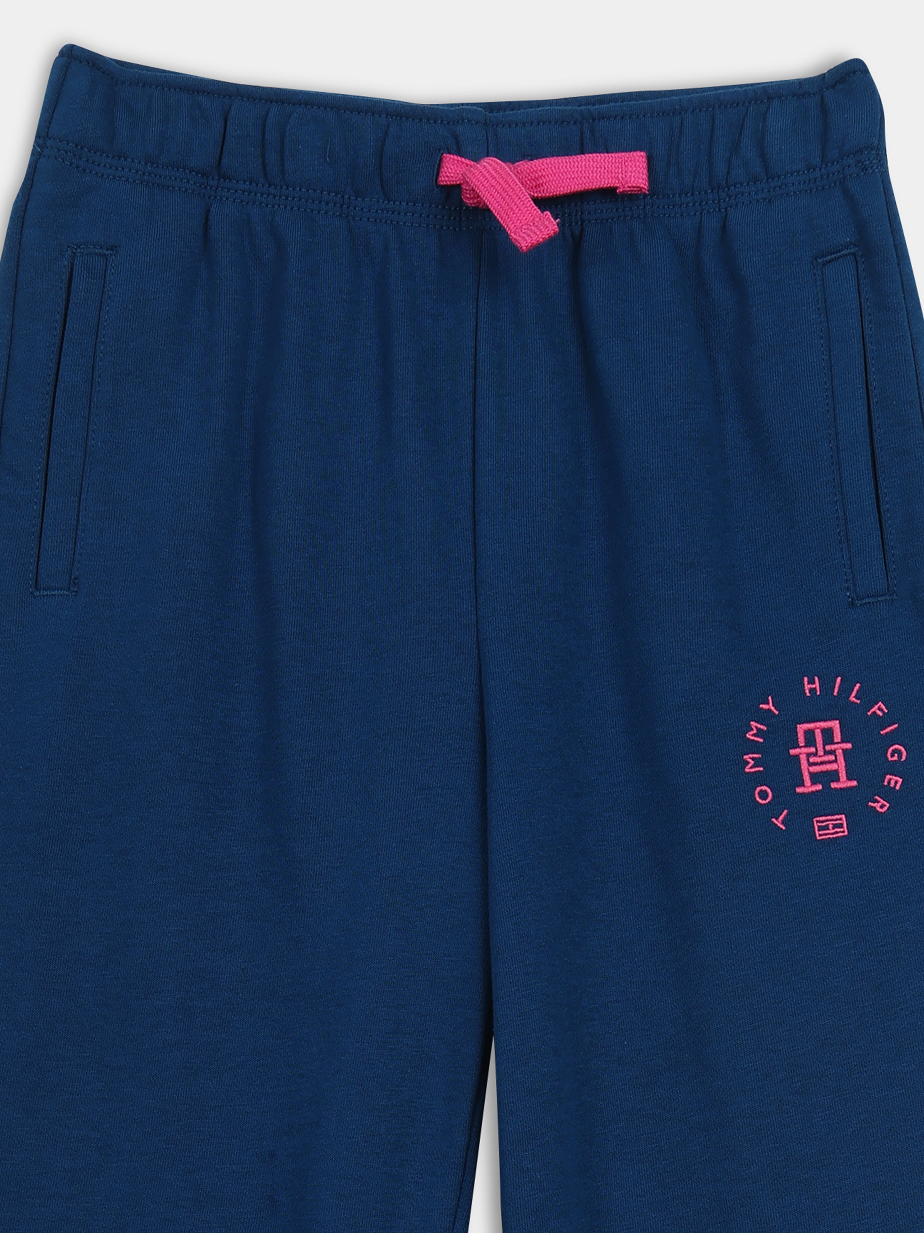 Girls Blue Cotton Blend Casual Drawstring Bottom