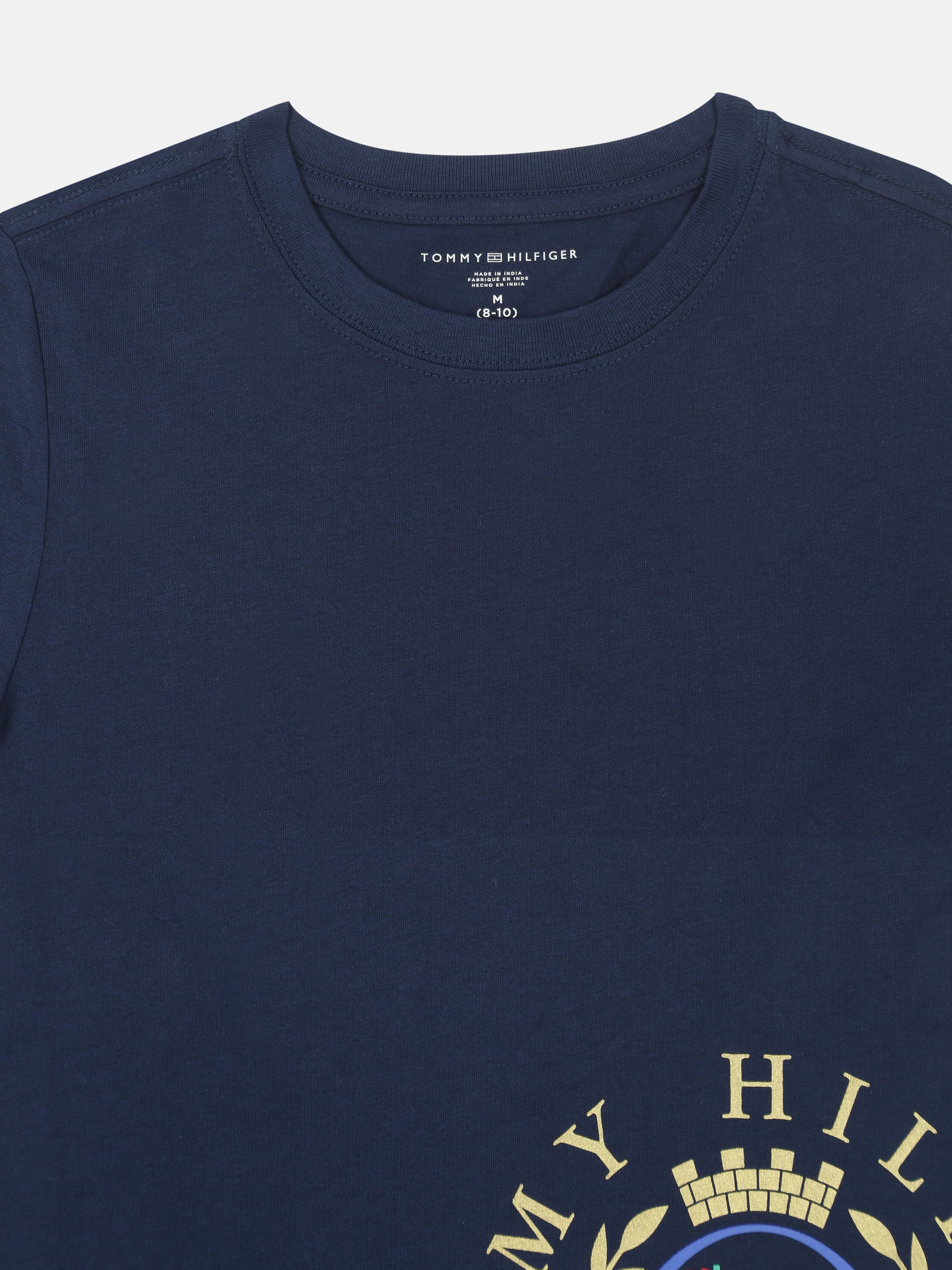 Boys Carbon Navy Logo Cotton Regular Fit T-Shirt