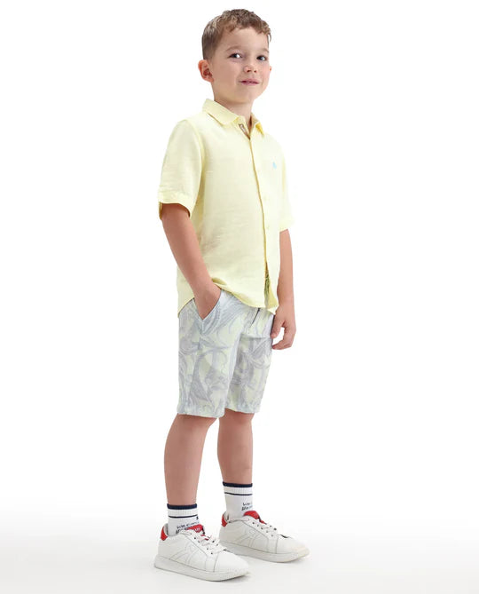 Rare Ones Boys Fluorescent Green Viscose Blend Shorts