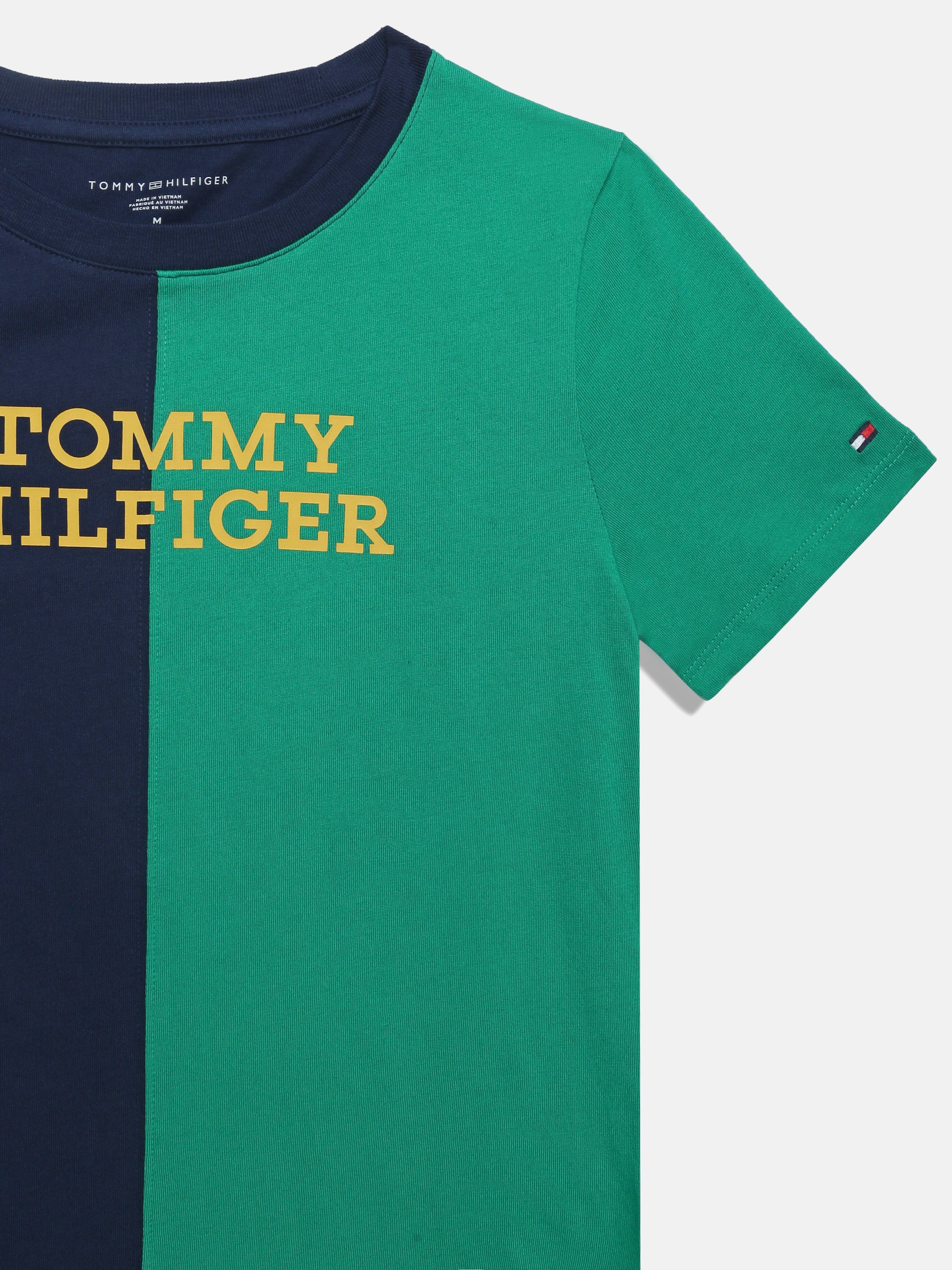 Boys Navy Colorblock Cotton T-Shirt