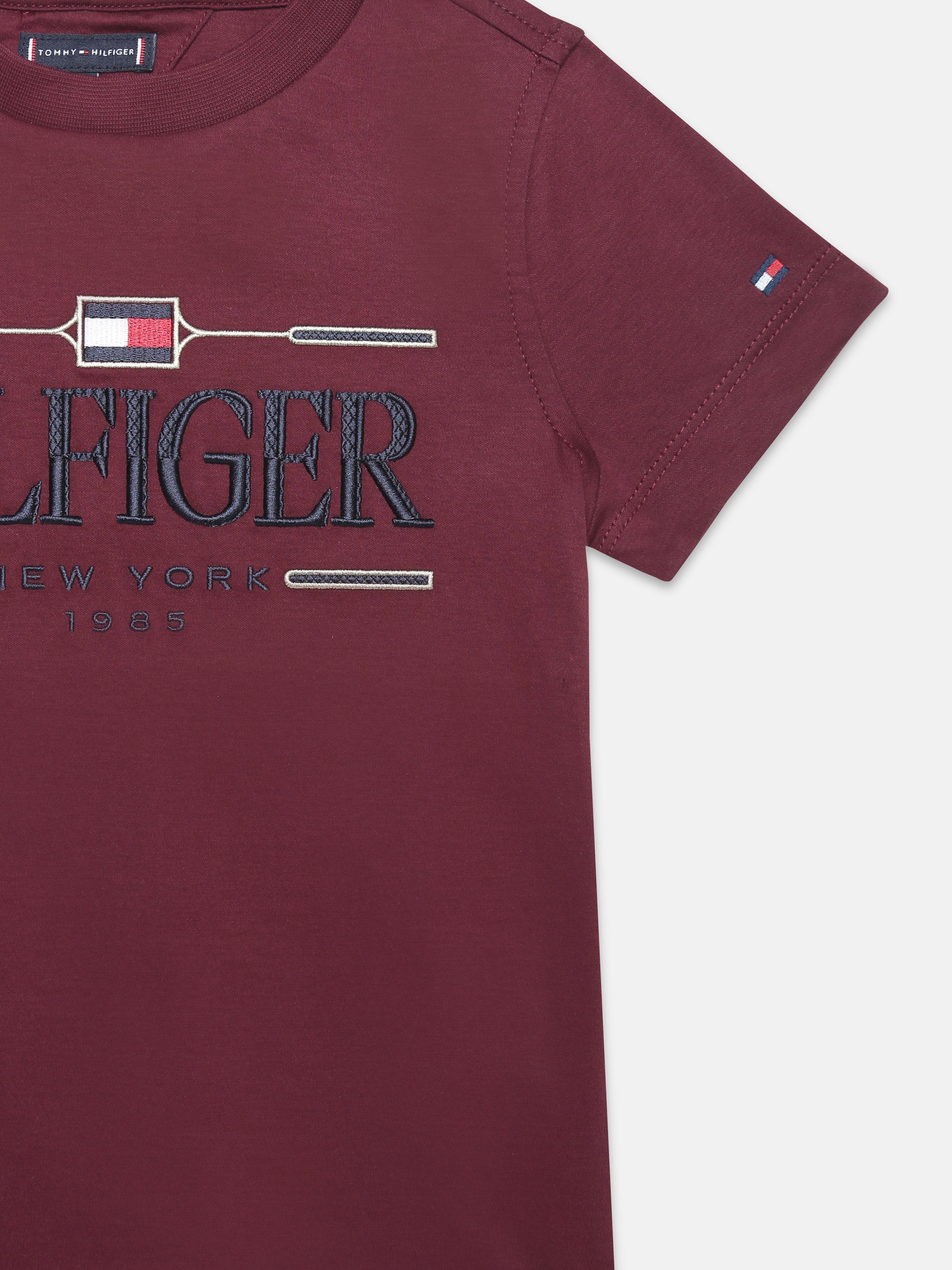 Boys Deep Rouge Embroidered Logo Cotton Regular Fit T-Shirt