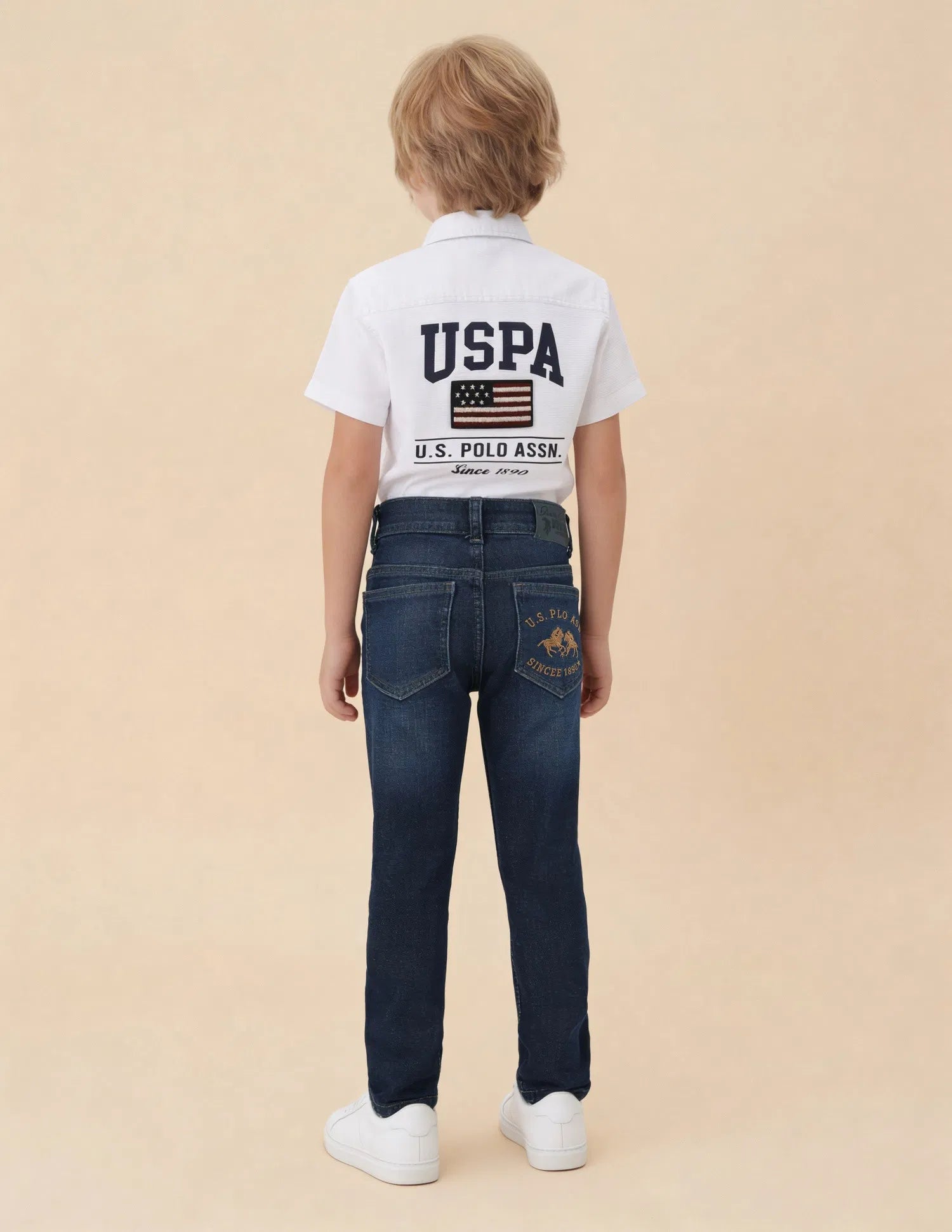 Boys Dark Blue Cotton Blend Whiskered Slim Fit Jeans