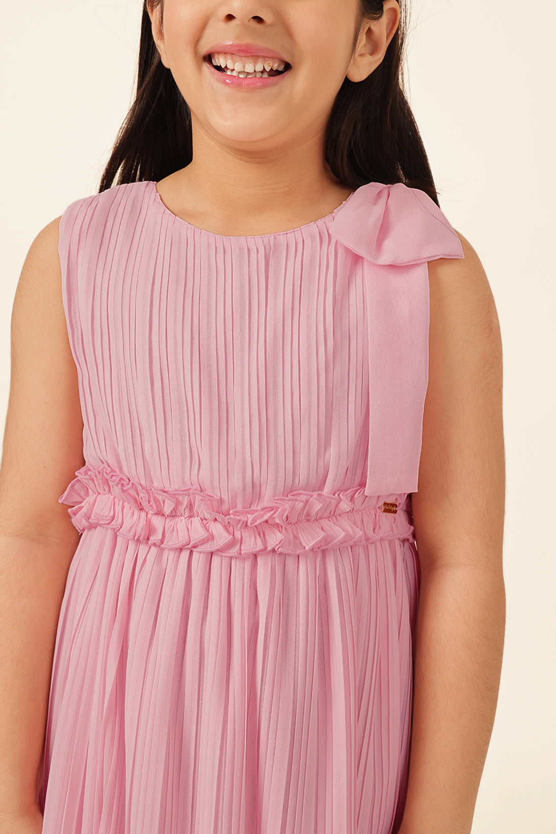 Girls Pink Poly Georgette Formal Dress