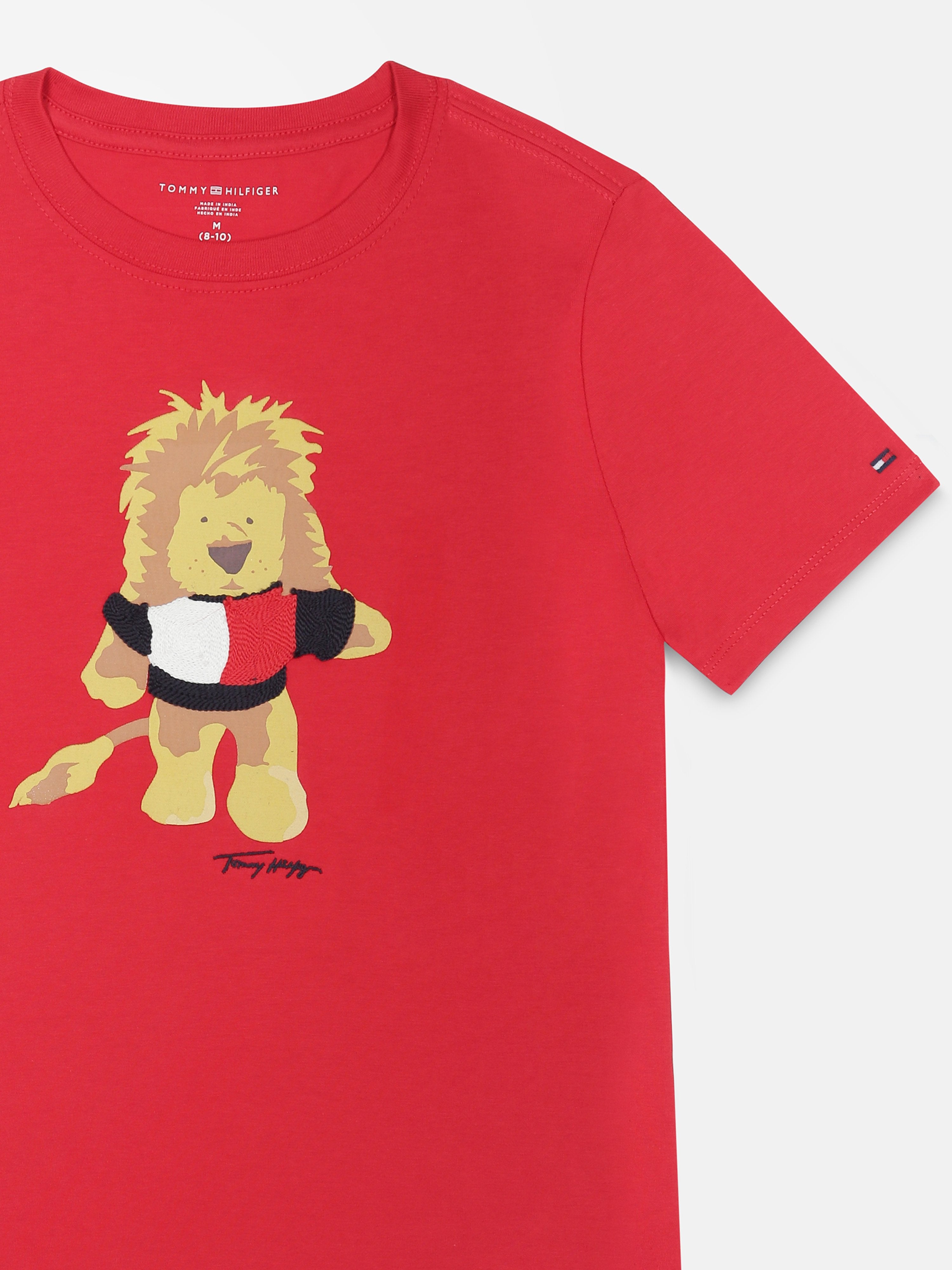 Girls Red Embroidered Cotton Casual Knit Top