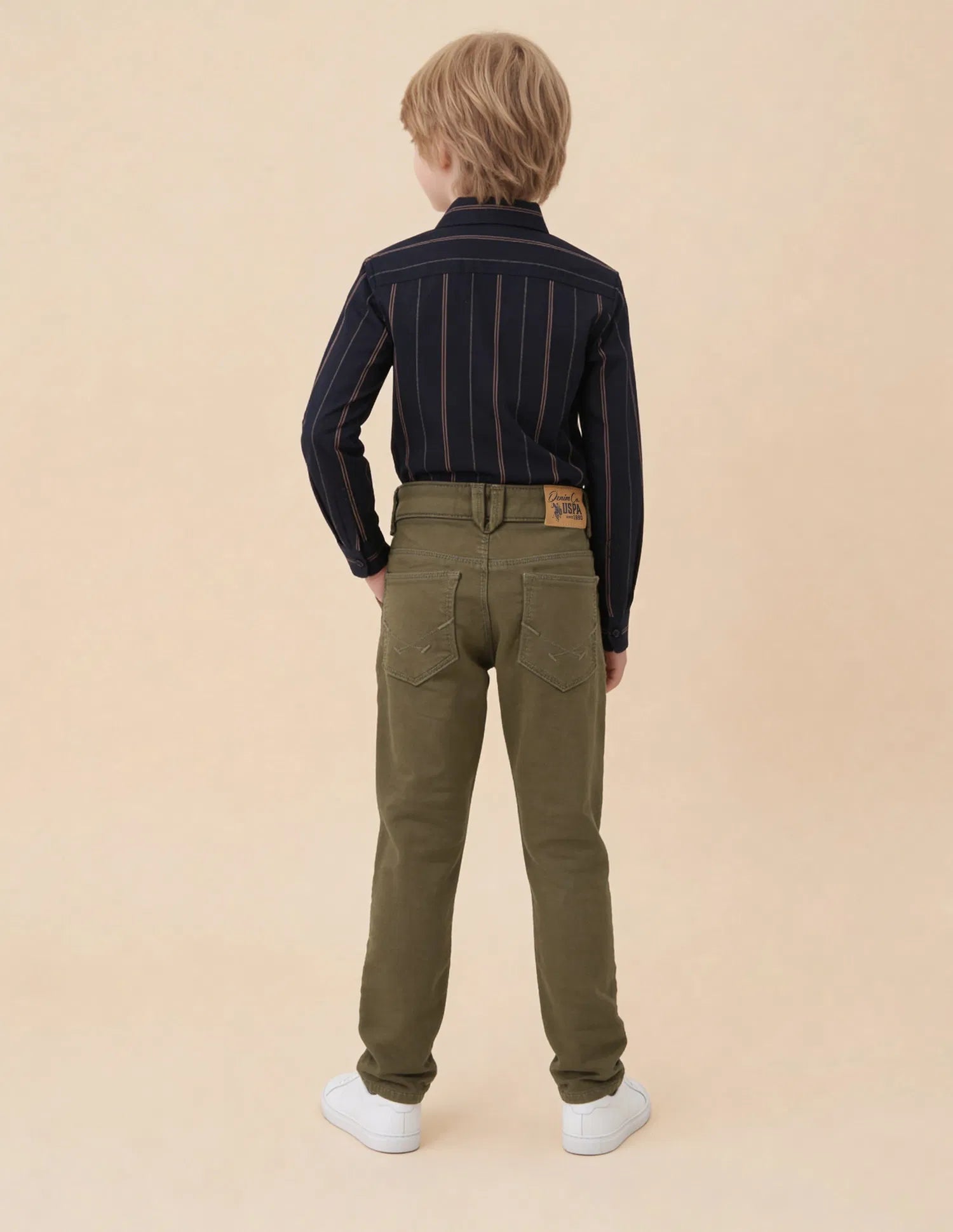 Boys Khaki Slim Fit Cotton Jeans