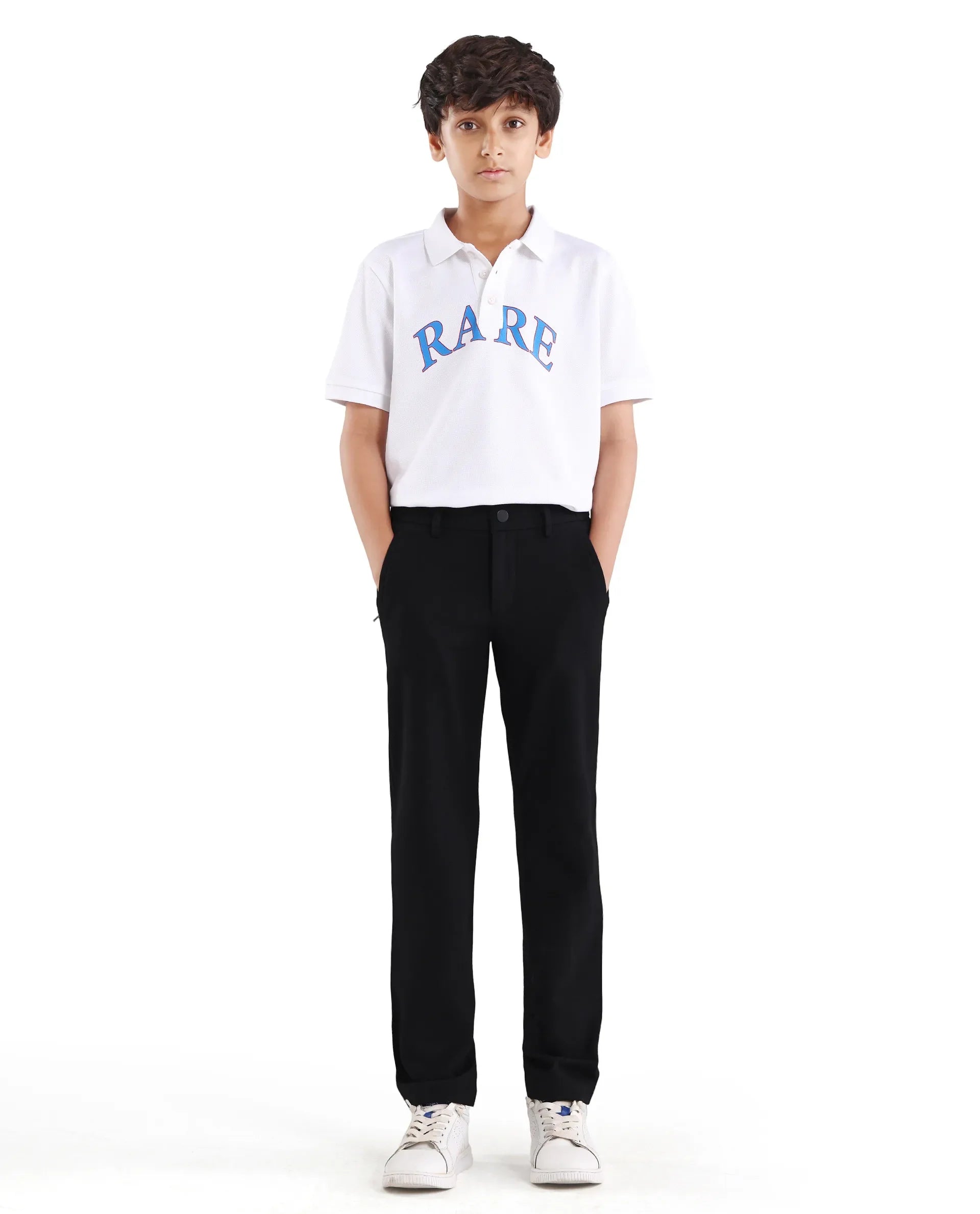 Rare Ones Boys Black Slim Fit Polyester Blend Trouser