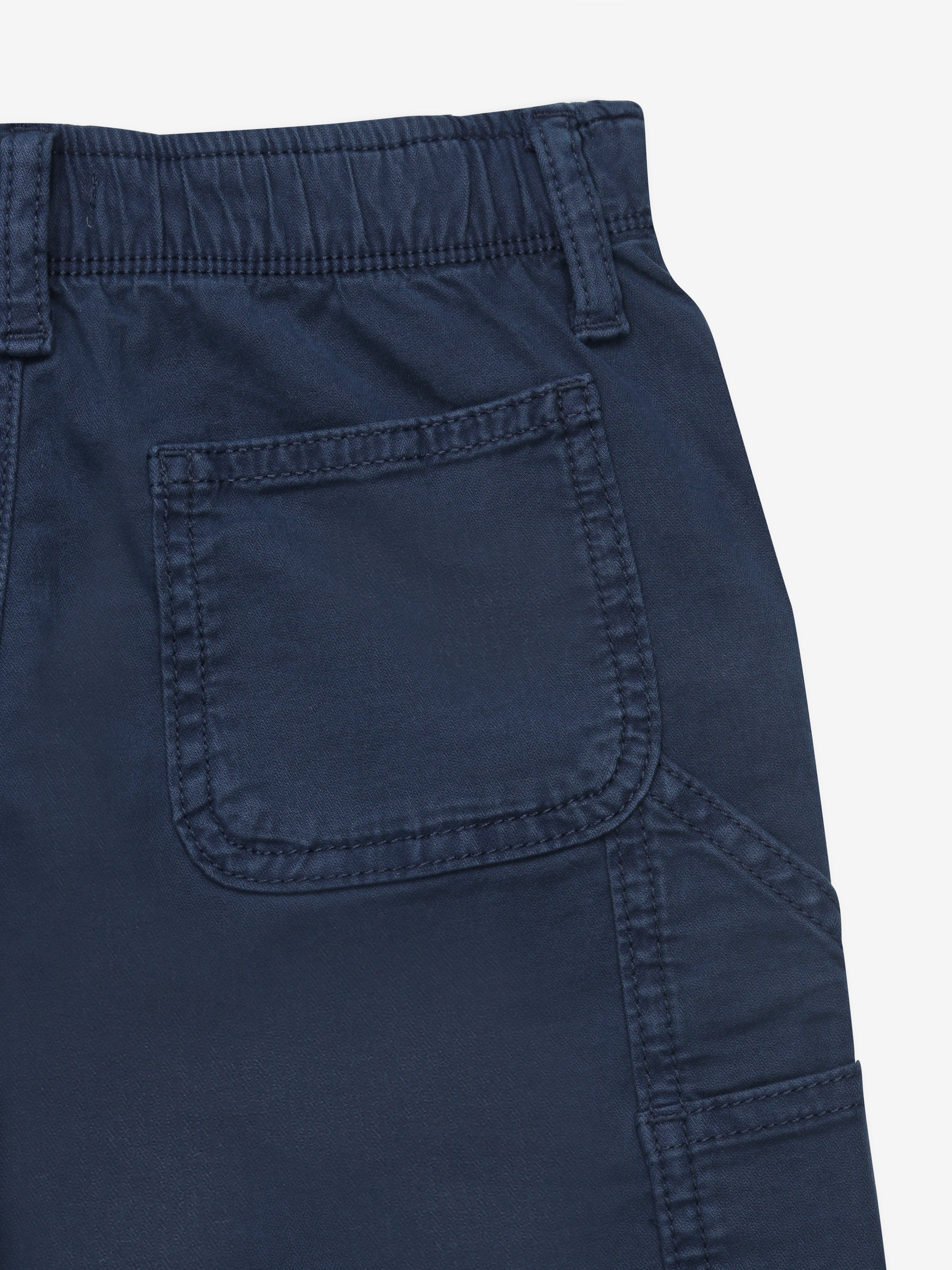 Boys Blue Solid Relaxed Fit Casual Cotton Pants