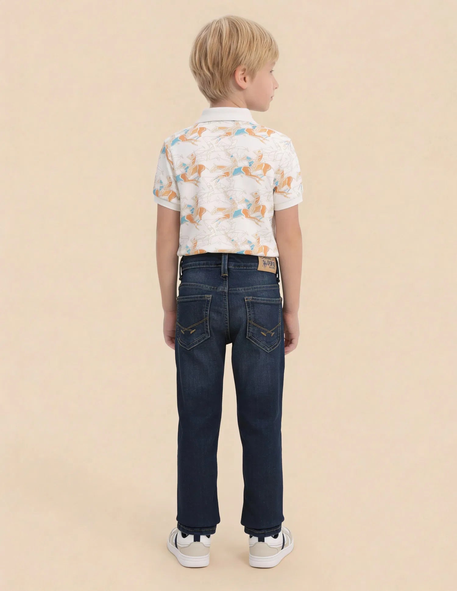 Boys Dark Blue Cotton Whiskered Slim Fit Jeans