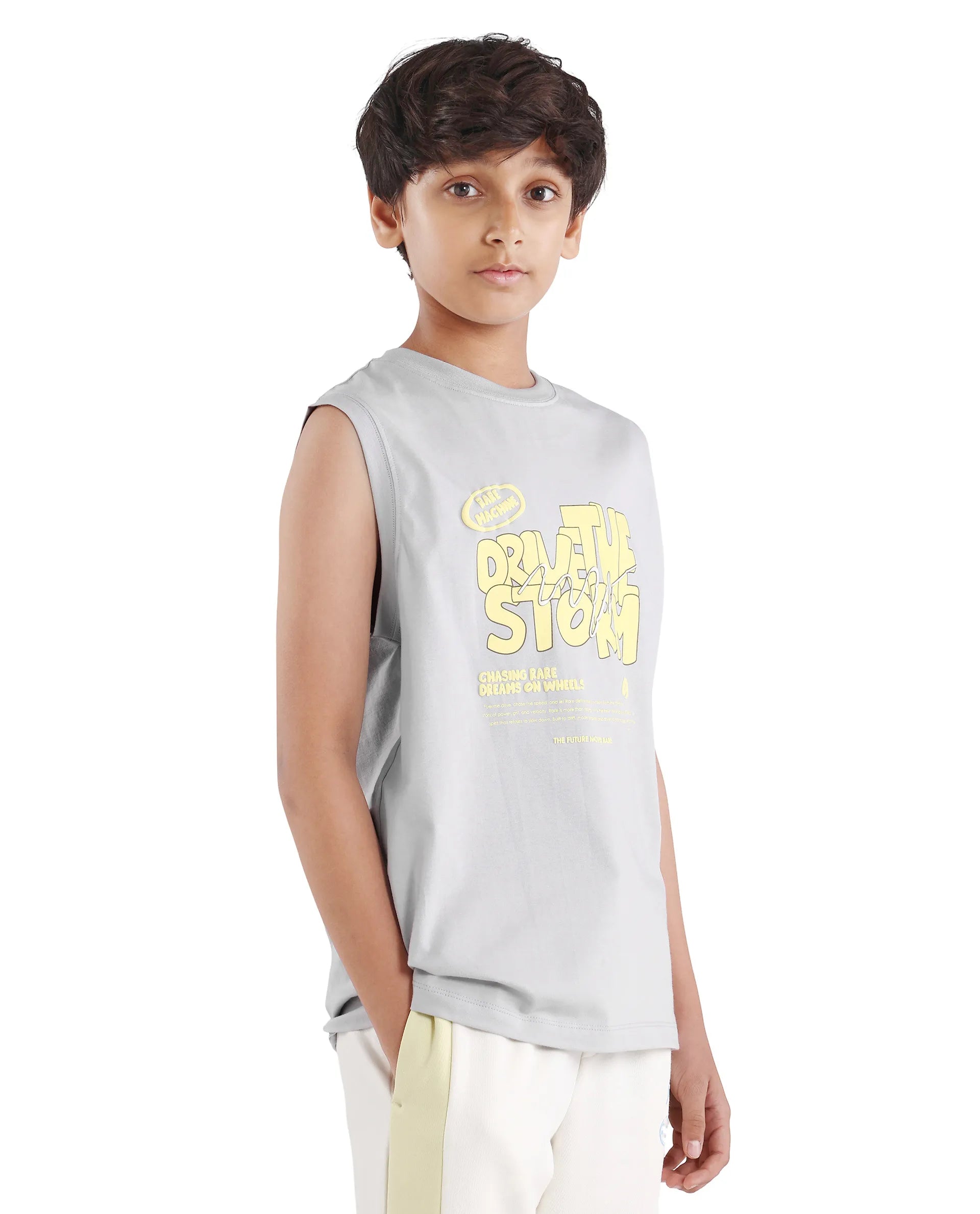 Rare Ones Boys Grey Regular Fit Cotton Lycra T-Shirt