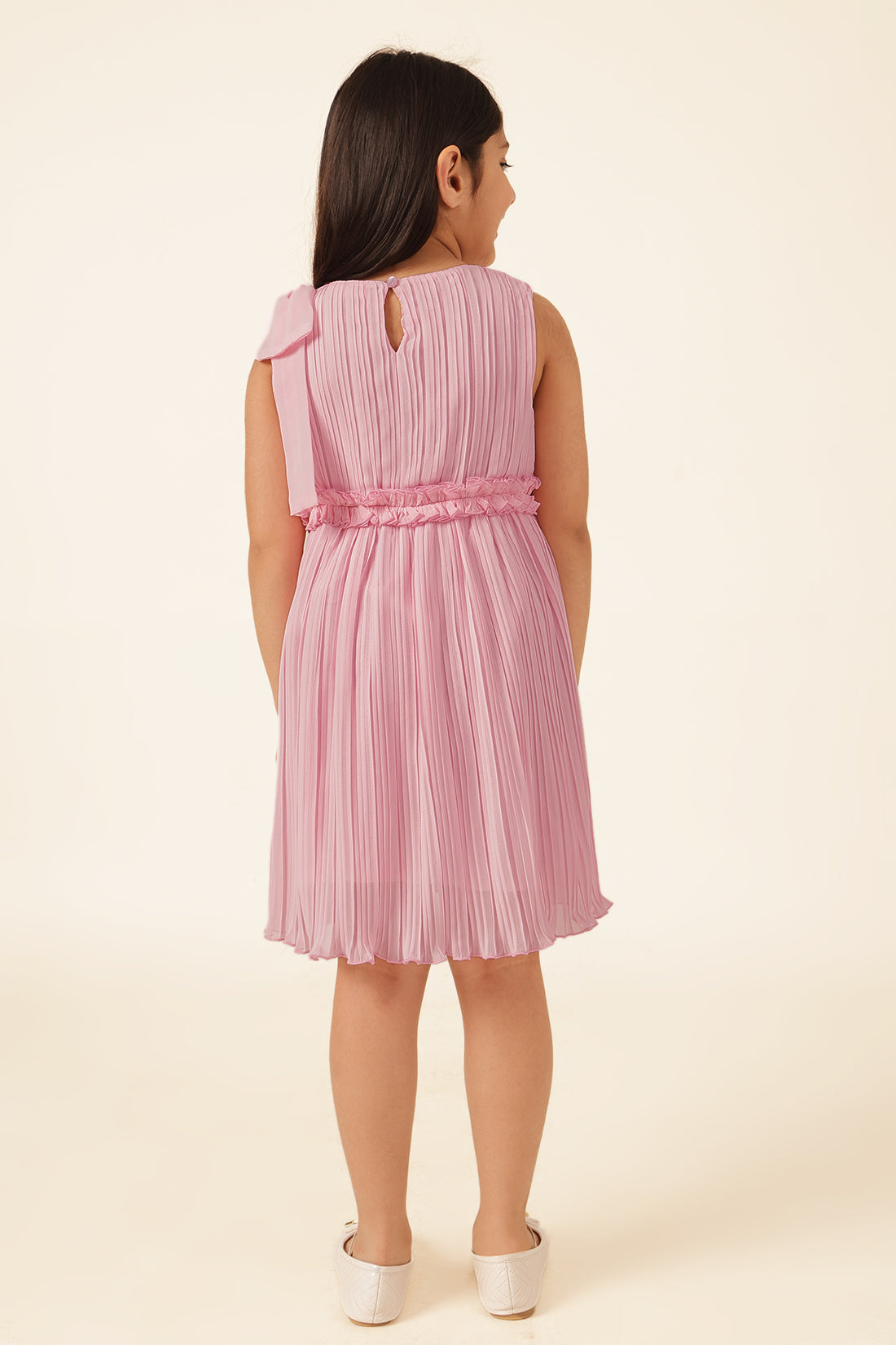 Girls Pink Poly Georgette Formal Dress