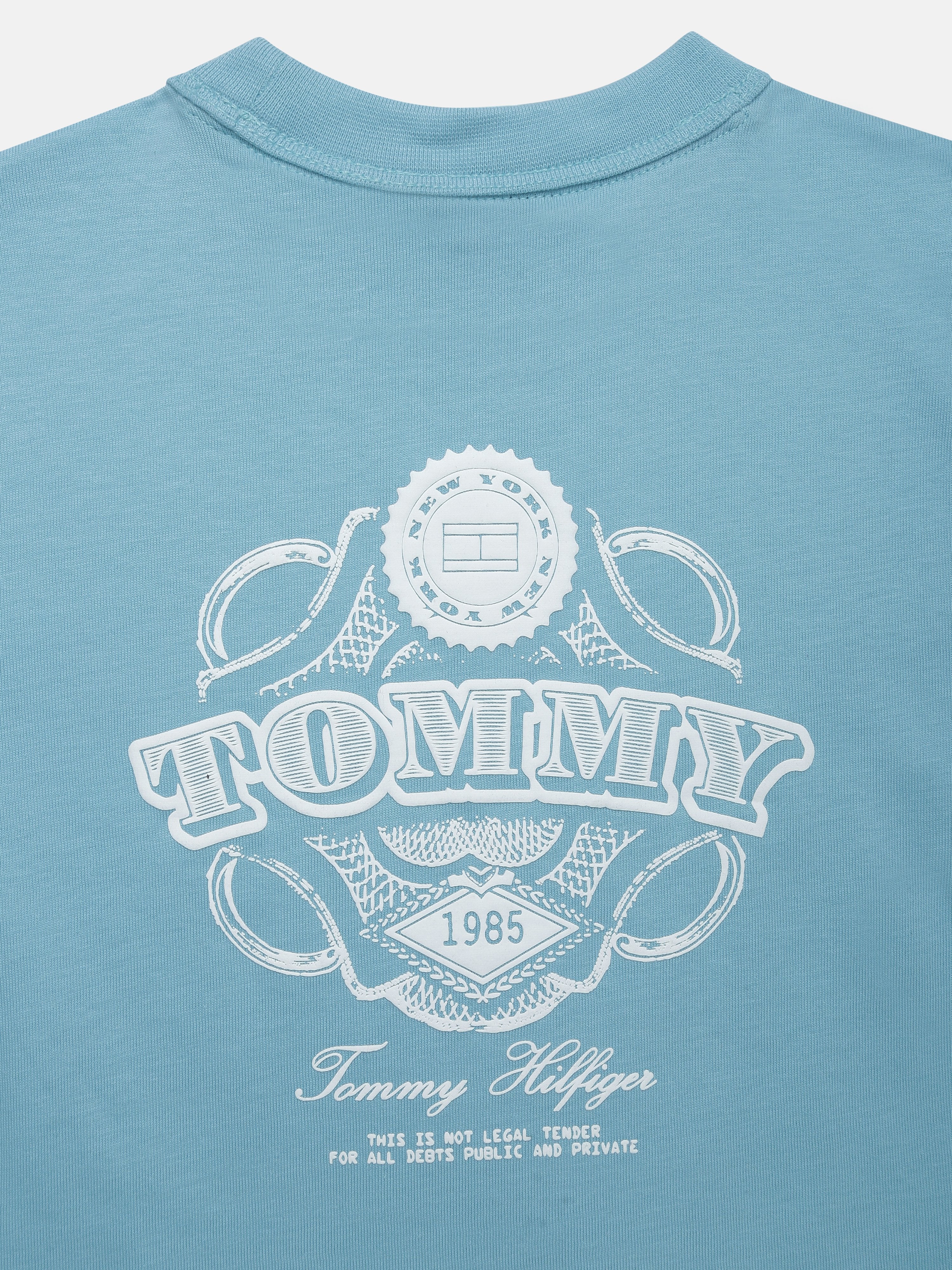 Girls Blue Graphic Cotton Knit Top Classic Fit