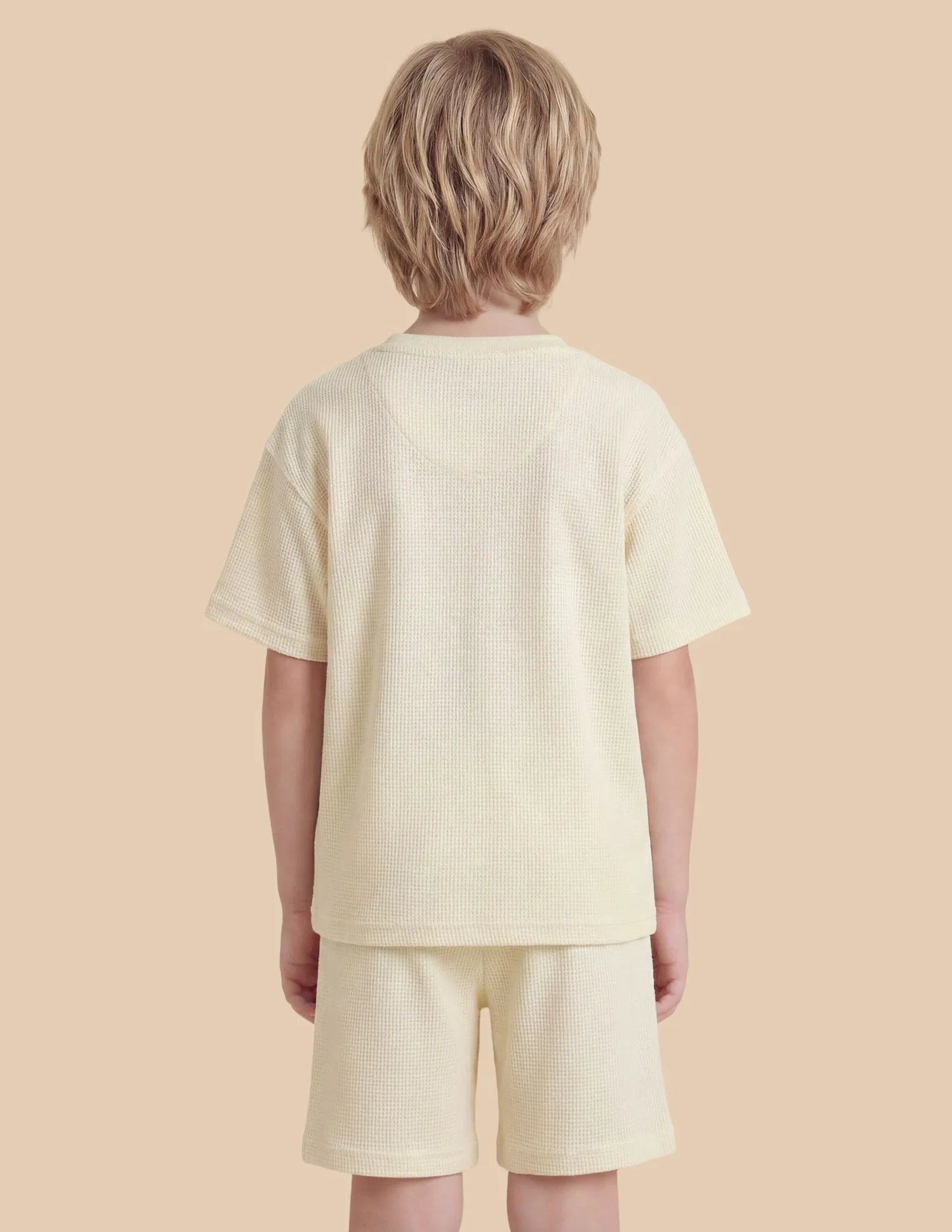 Boys Off White Cotton Blend Textured Oversized T-Shirt