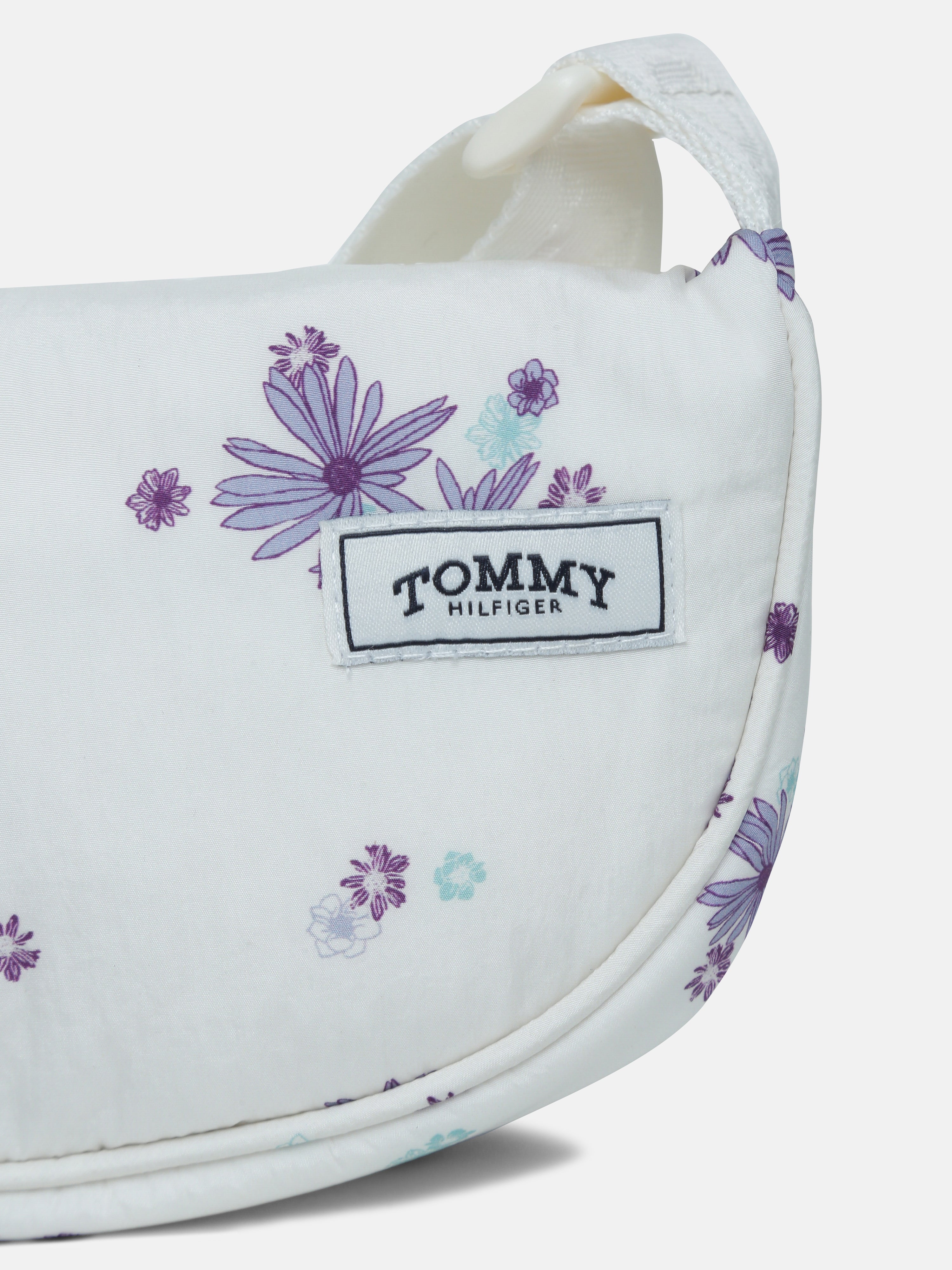 Kids White Printed Recycled Nylon Casual Zip Bag