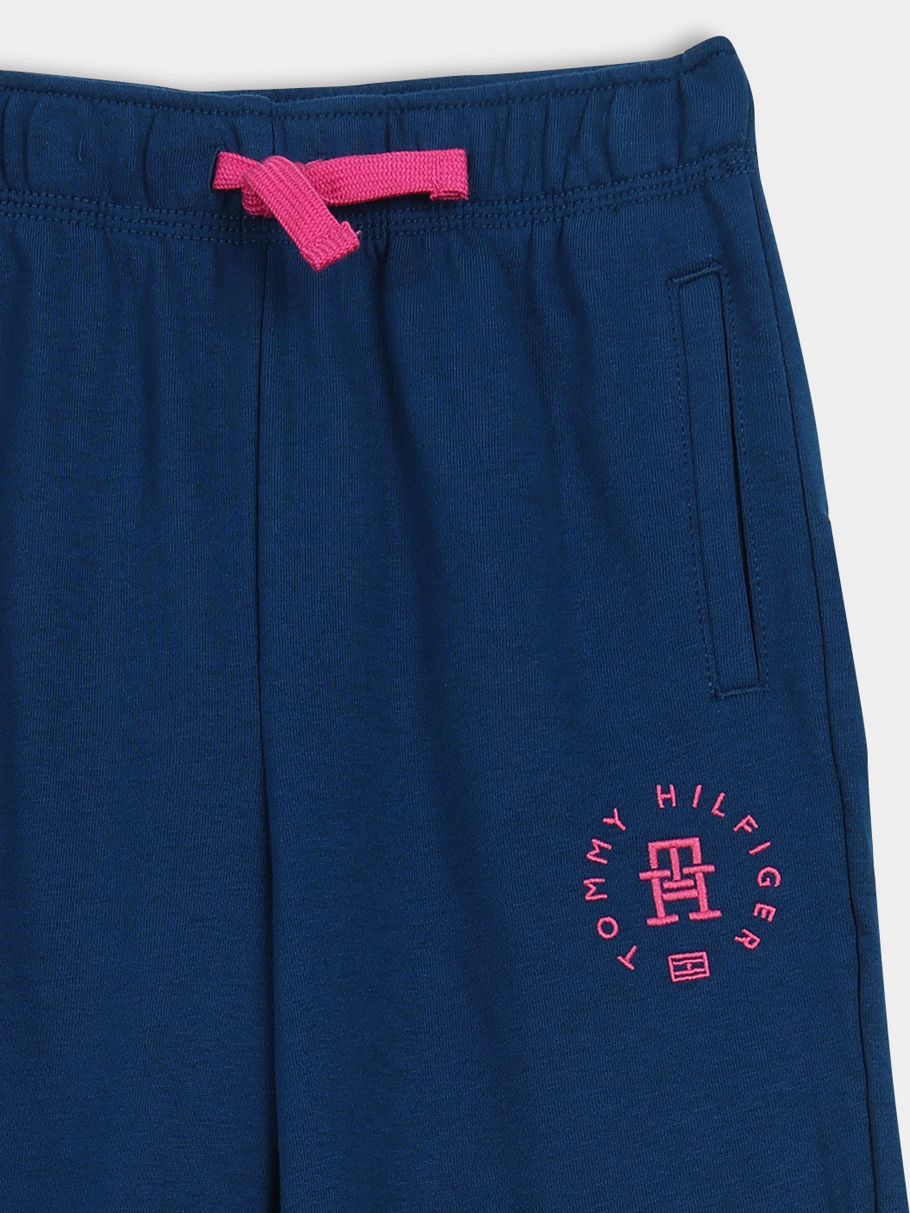 Girls Blue Cotton Blend Casual Drawstring Bottom
