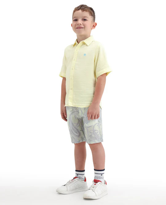 Rare Ones Boys Fluorescent Green Viscose Blend Shorts