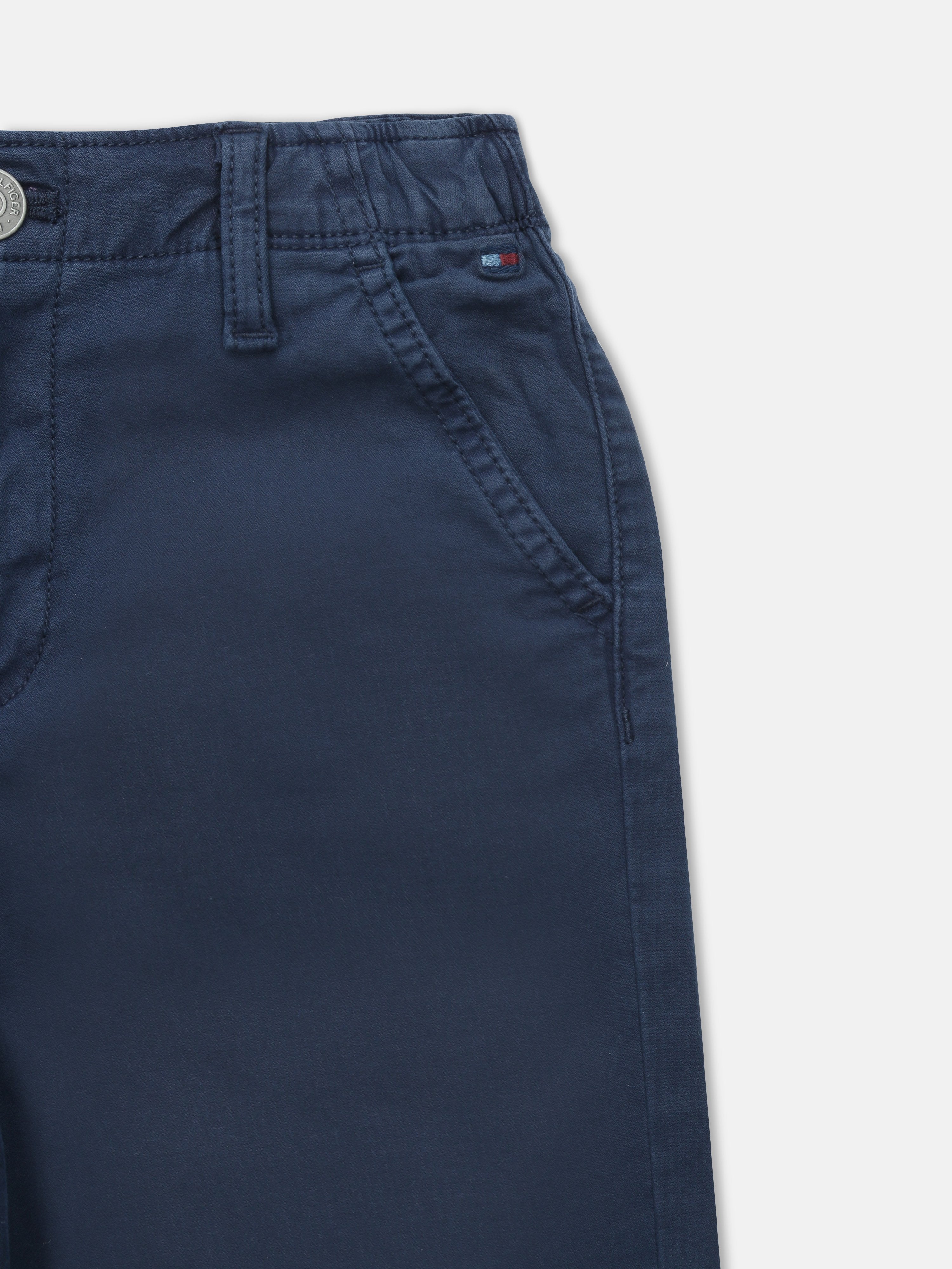 Boys Blue Solid Relaxed Fit Casual Cotton Pants