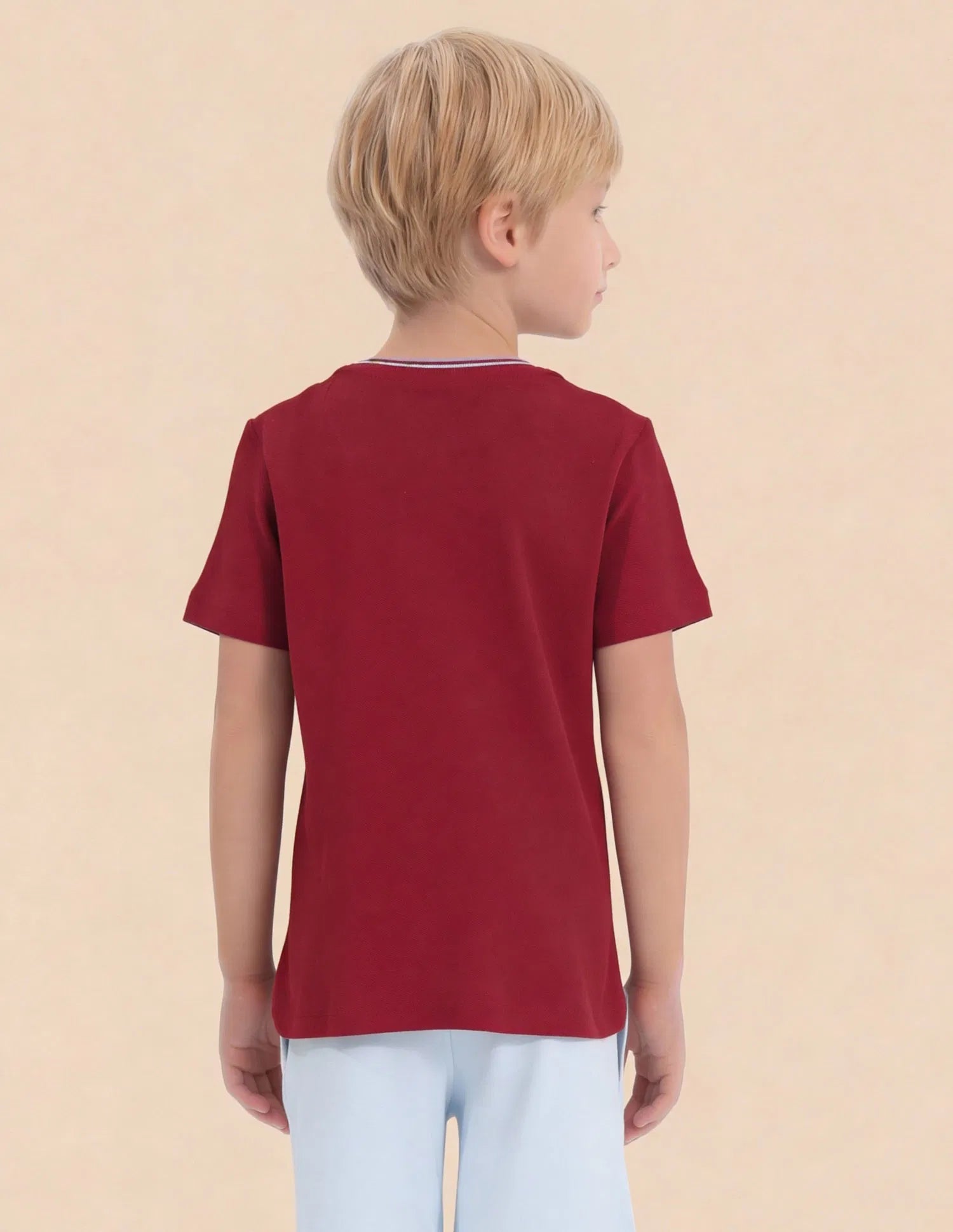 Boys Red Cotton Printed Logo Everyday T-Shirt
