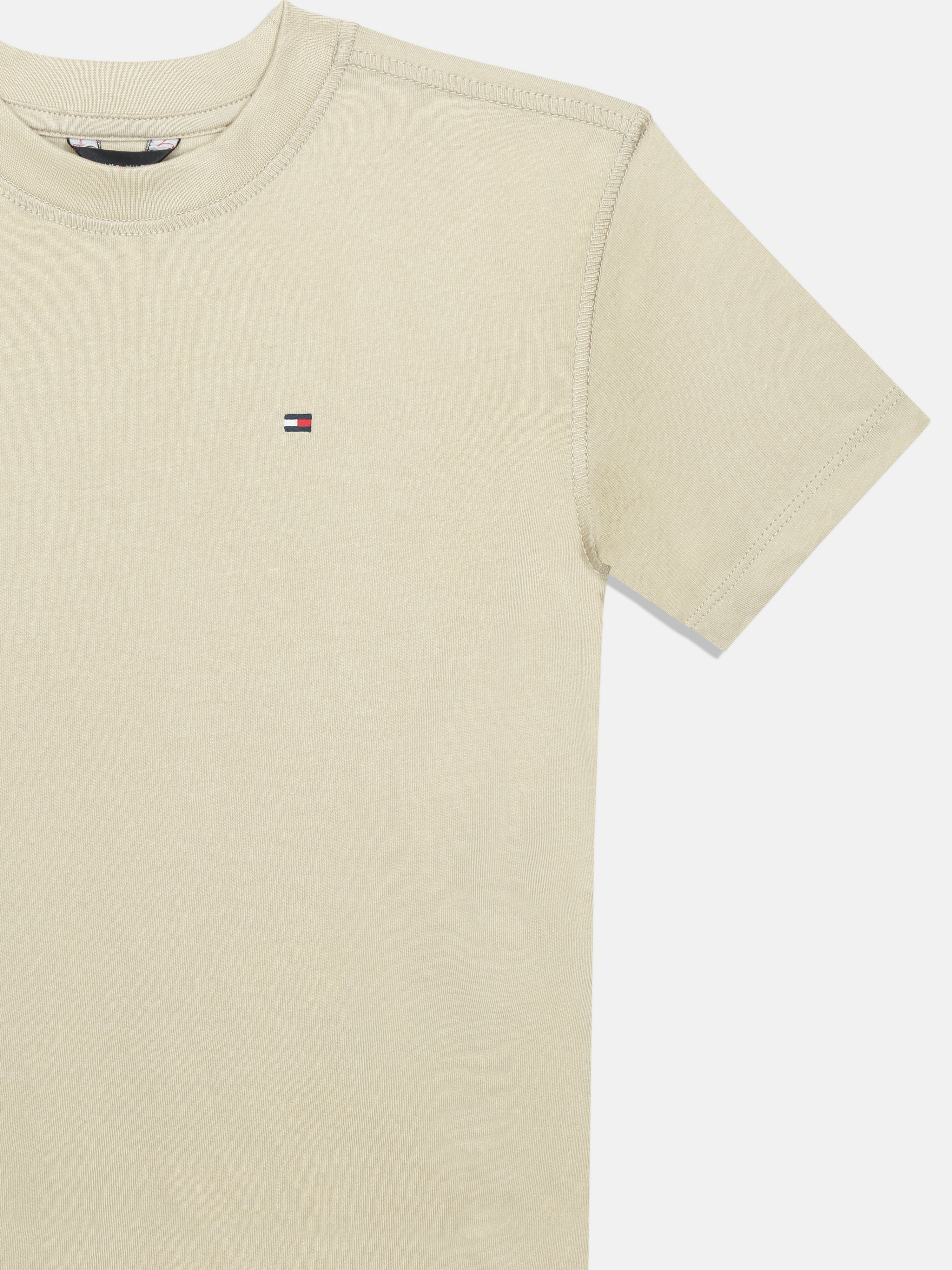 Girls Beige Logo Cotton Knit Top Classic Fit