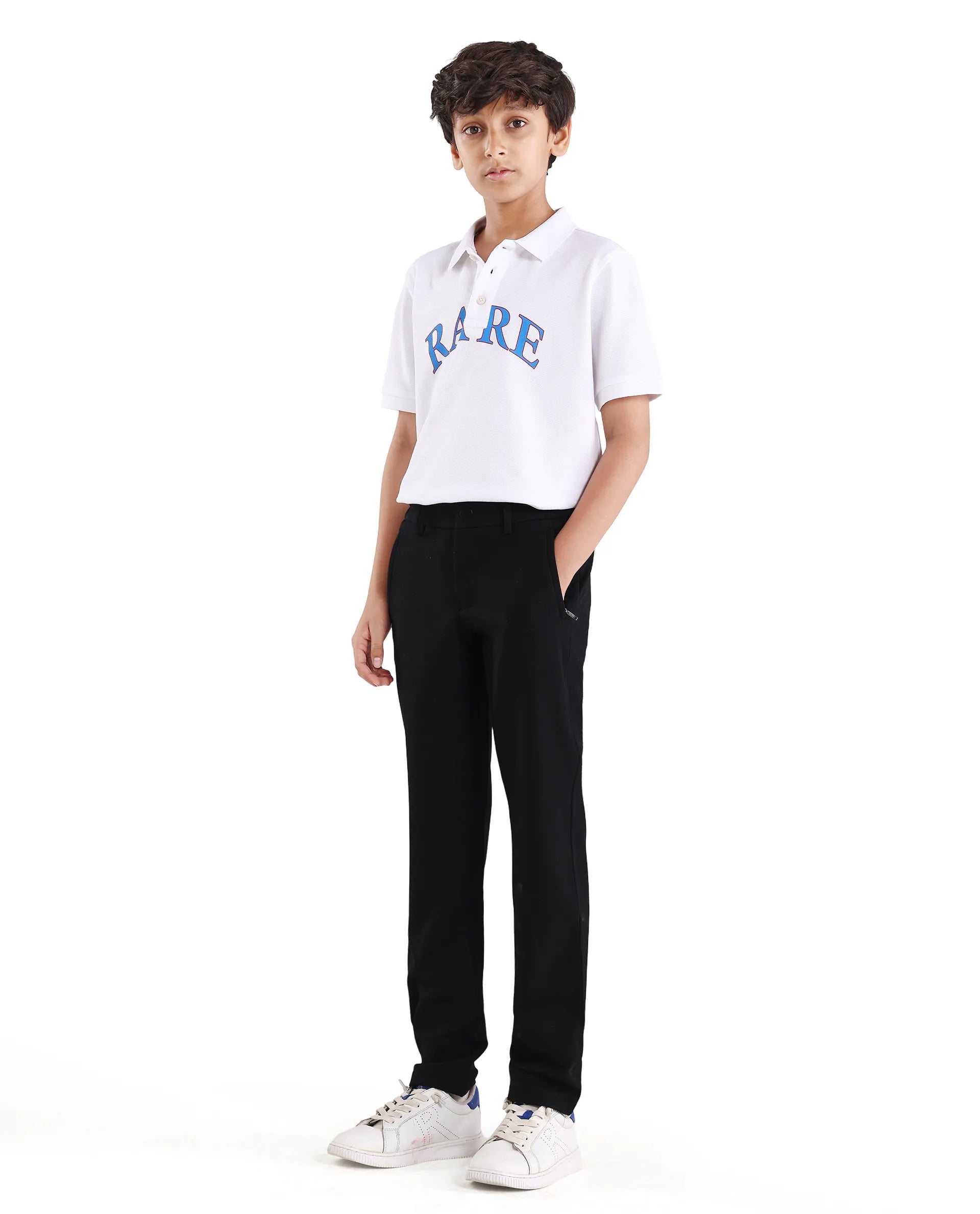 Rare Ones Boys Black Slim Fit Polyester Blend Trouser