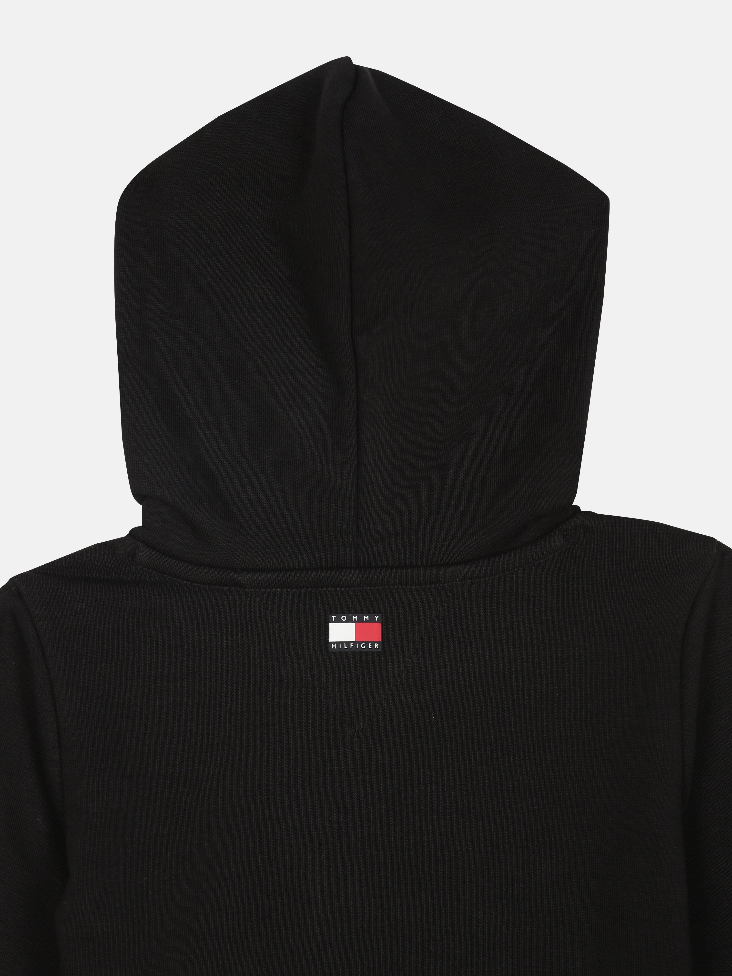 Kids Black Hooded Cotton Blend Casual Knit Sweatshirt