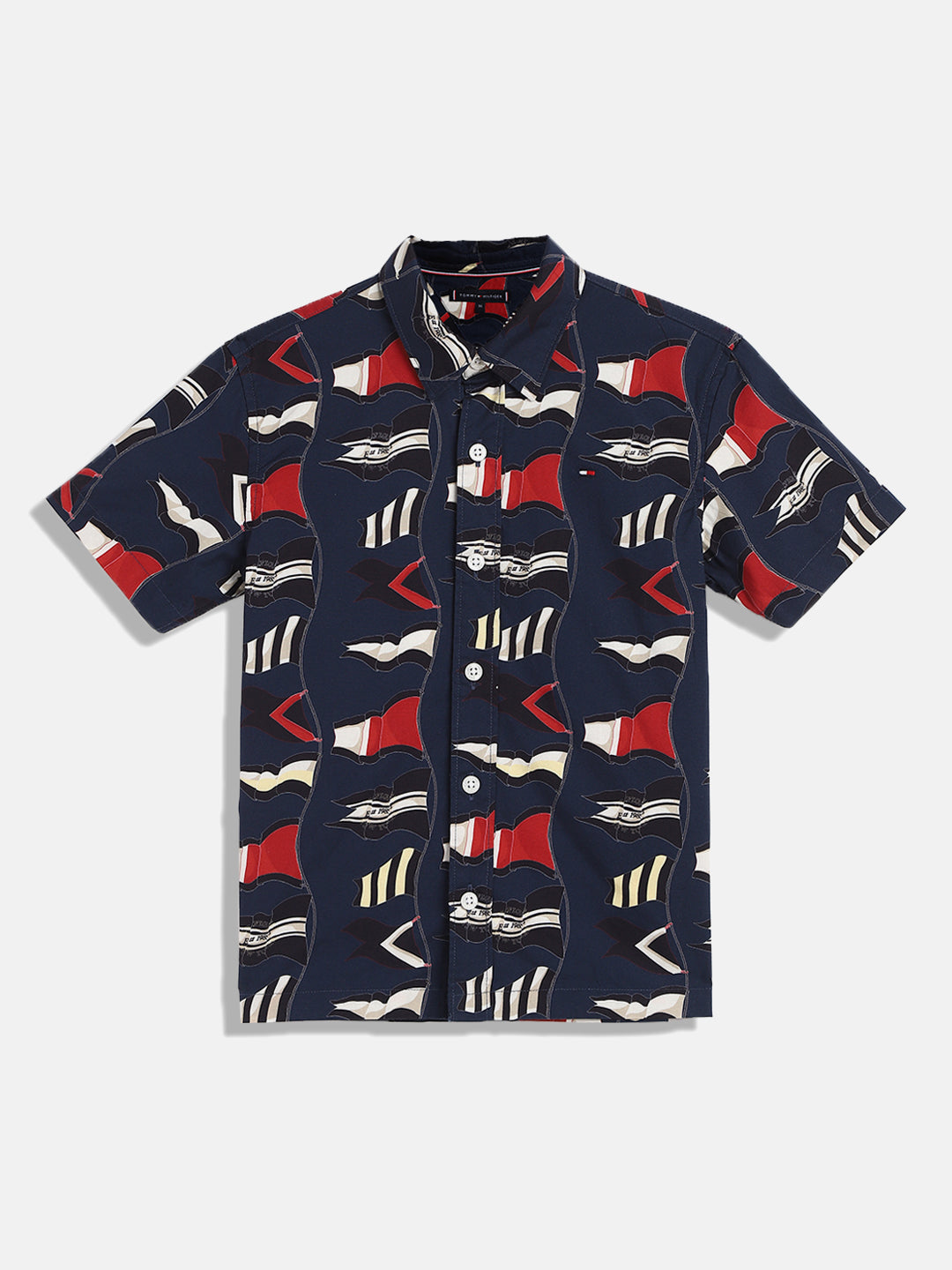 Girls Blue Printed Cotton Casual Woven Top