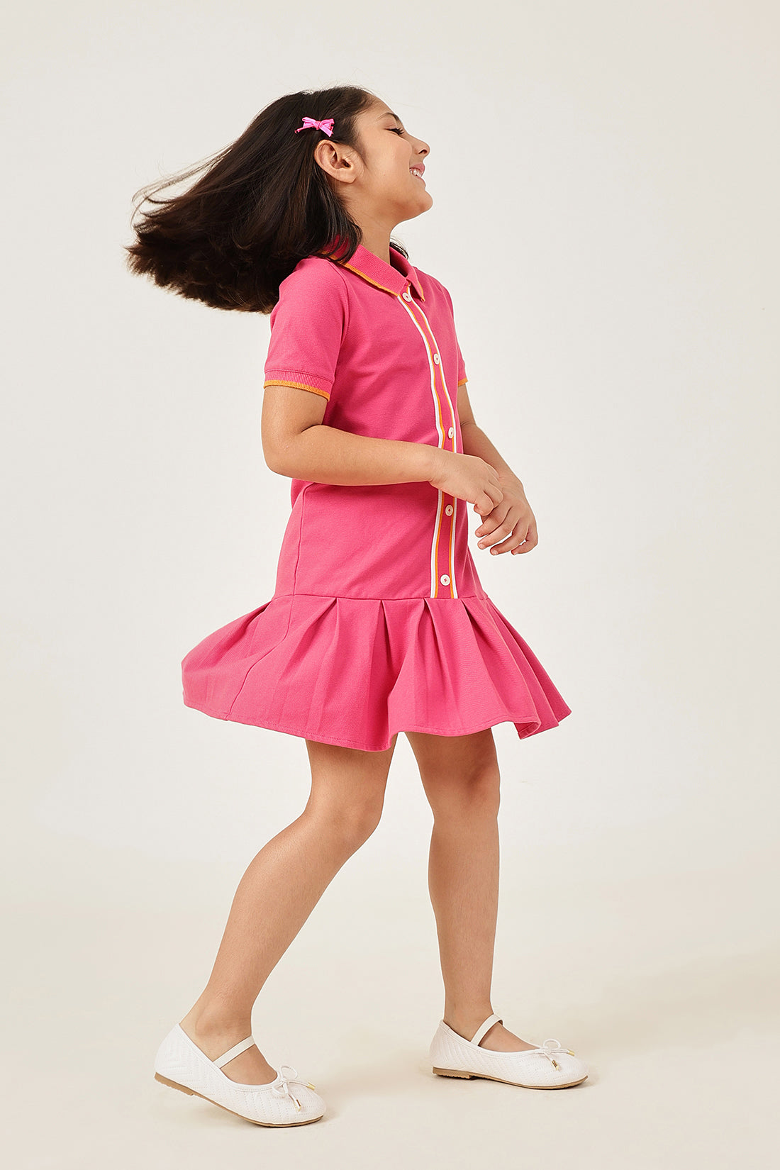 Girls Pink Sleeveless Knit Shirt Dress