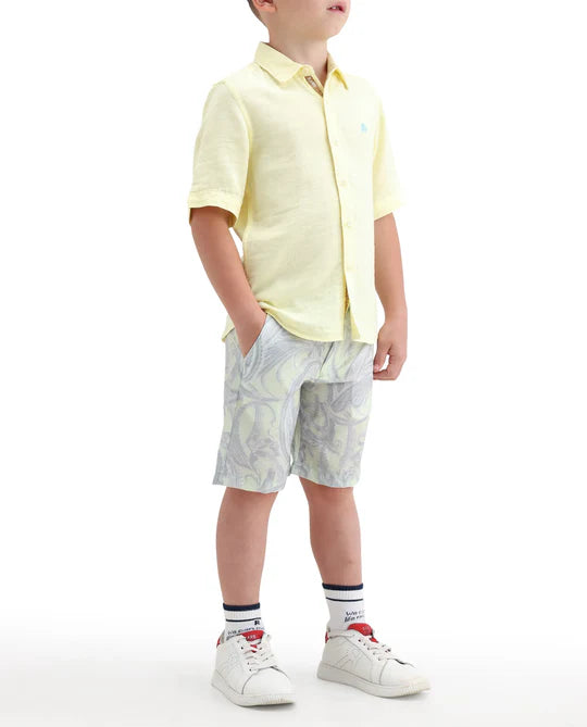 Rare Ones Boys Fluorescent Green Viscose Blend Shorts